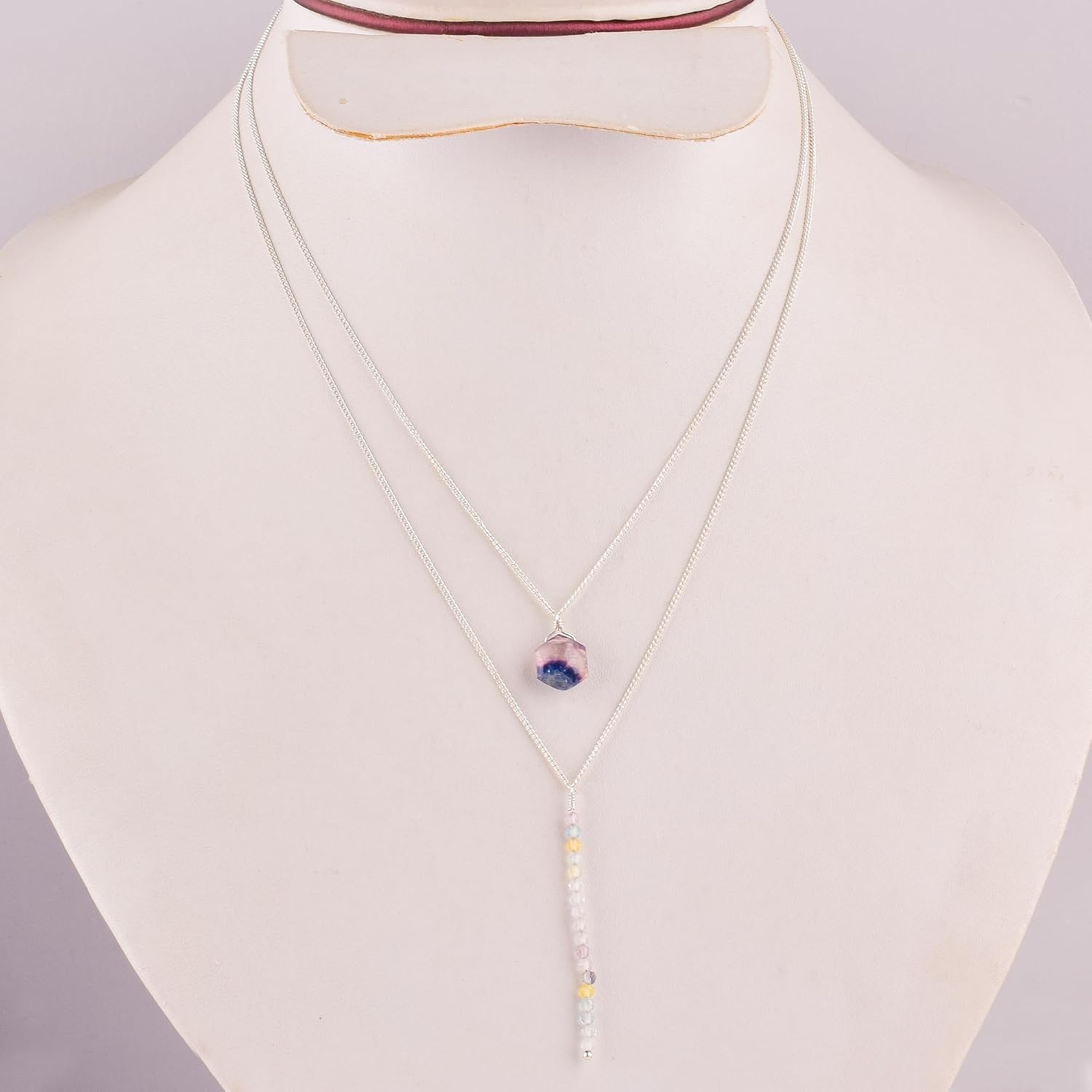 Natural Fluorite Star Necklace Pendant, Energy Healing Crystals, Jewelry for Women, Two Layer Necklace, Gemstone Jewelry, Christmas Gift 18 inch AAA+ Quality (fluorite) - Image 6