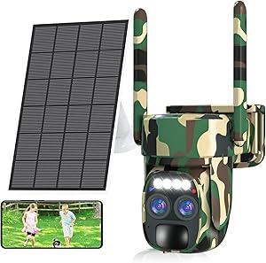 Uniter 4K Solar Security Cameras Wireless Outdoor, 8MP 2.4GHz WiFi PTZ Camera Battery Powered, 360°View Home Security Systems with Color Night Vision, Spotlight Siren, PIR Sensor, IP66 asin的图片