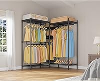 Vista 8 de VIPEK L6 - Perchero resistente para ropa de forma L, estante de ropa de 5 niveles con alambre, estante de ropa independiente con 7 estantes