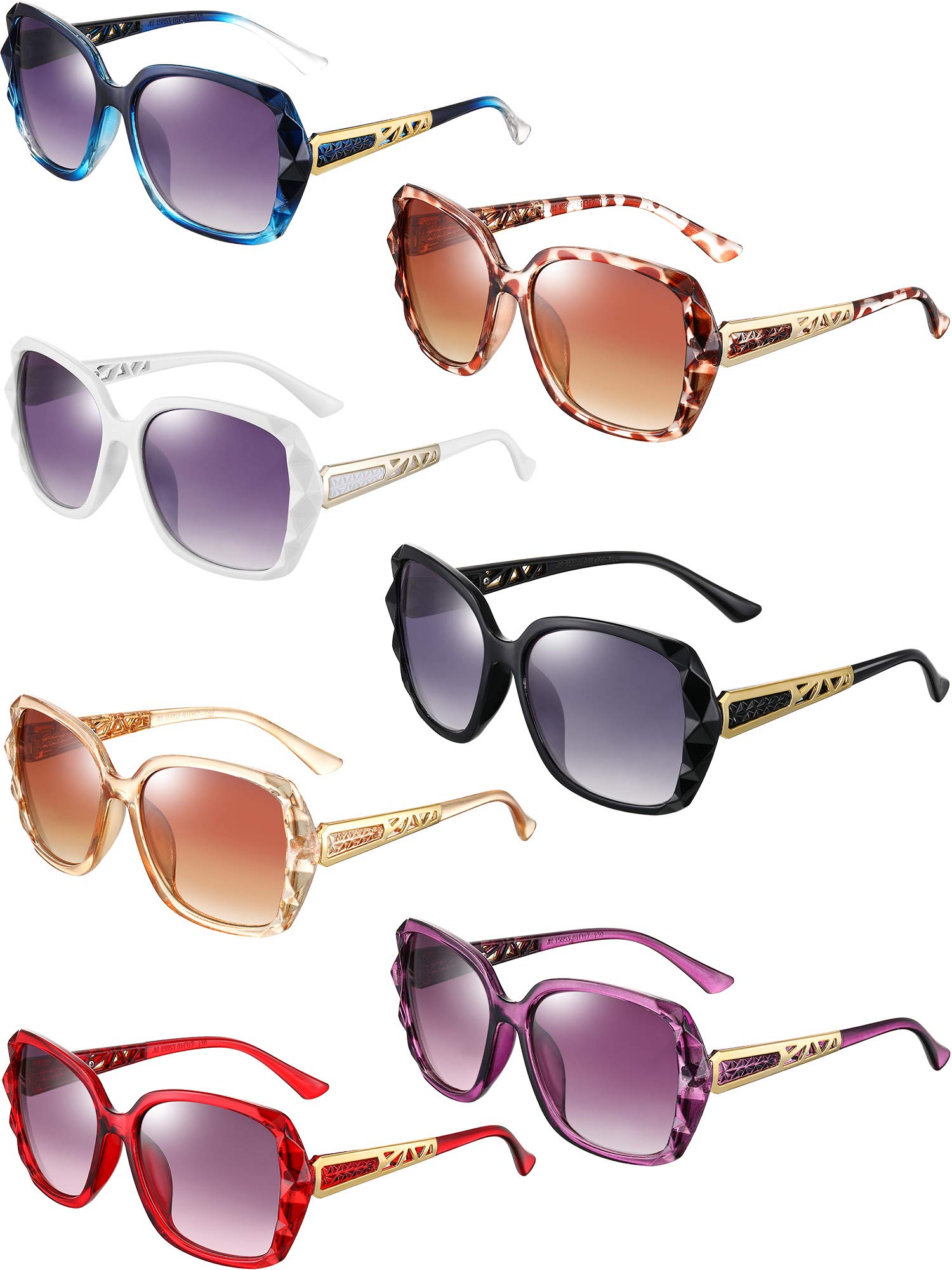 7 pares de lentes de sol de gran tamaño para mujer, montura brillante, gafas de sol clásicas polarizadas cuadradas, Color elegante.