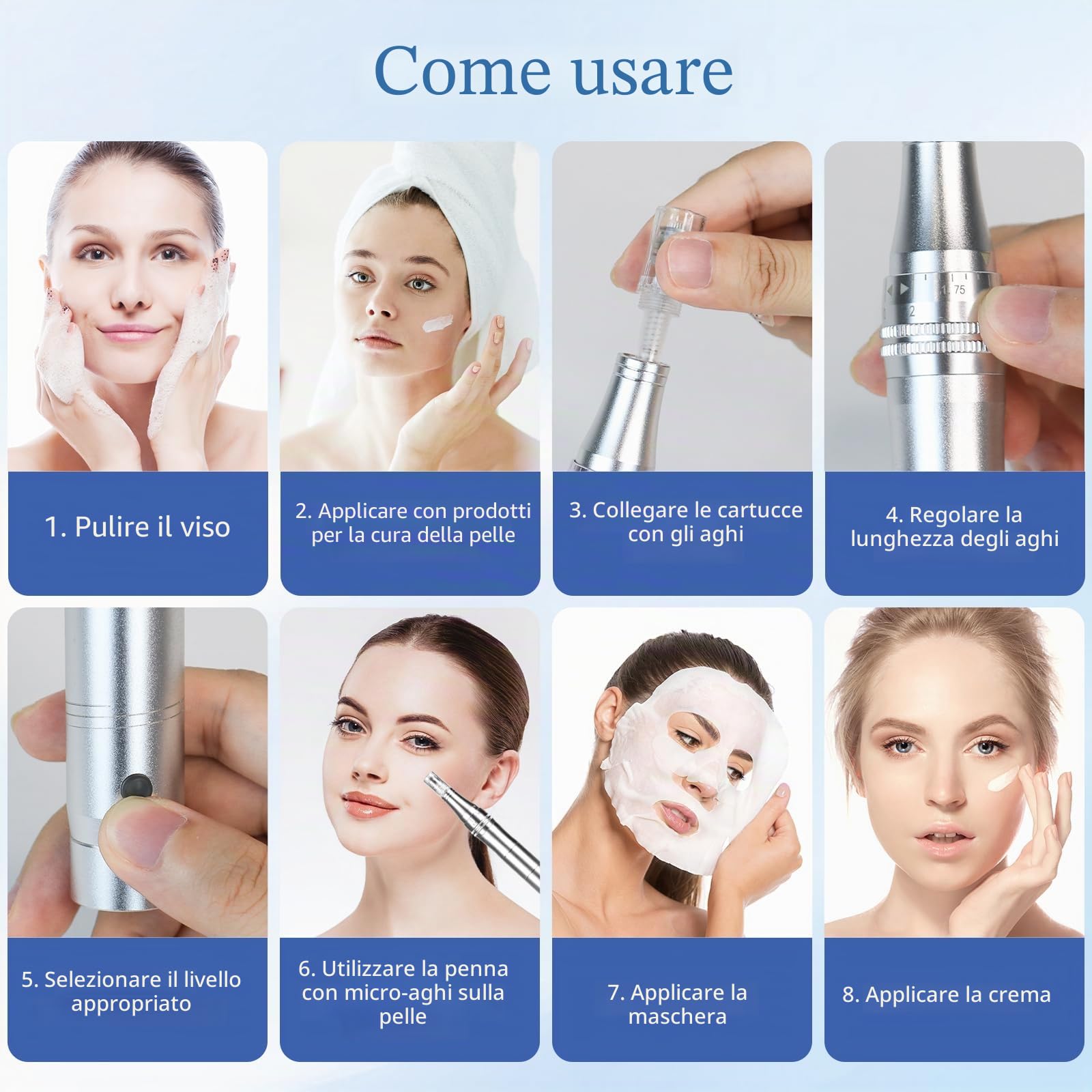 CARER SPARK Derma Penna Elettrico, Microneedling Pen con 12 Aghi e 5 Velocità 0.25mm-2.0mm per Riduzione delle Rughe, Linee Sottili, Cicatrici da Acne, Miglioramento e Cura della Pelle