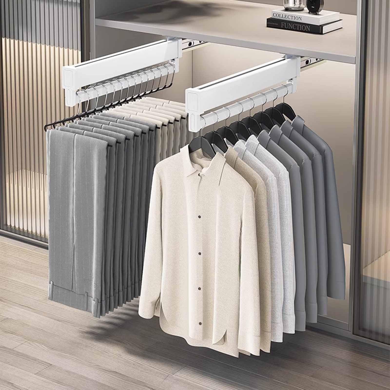 Organizzatore di Abbigliamento a Scomparsa - Ritiro di Spazio per Pantaloni, Ideale per Guardaroba, armadi e soluzioni di stoccaggio di Asciugamani