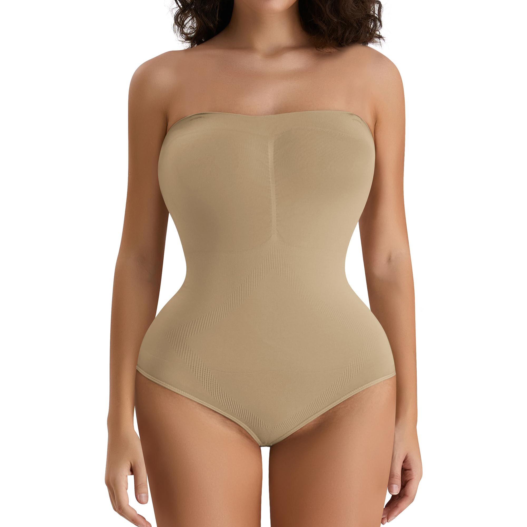 FXTYKWomen's Shaping Bodysuits Briefs Thong Adjustable Detachable Shoulder Straps Tummy Control Slimming Bodysuit for Women Sculpting Shapewear Bodysuit Perfect for Any Womens Clothes