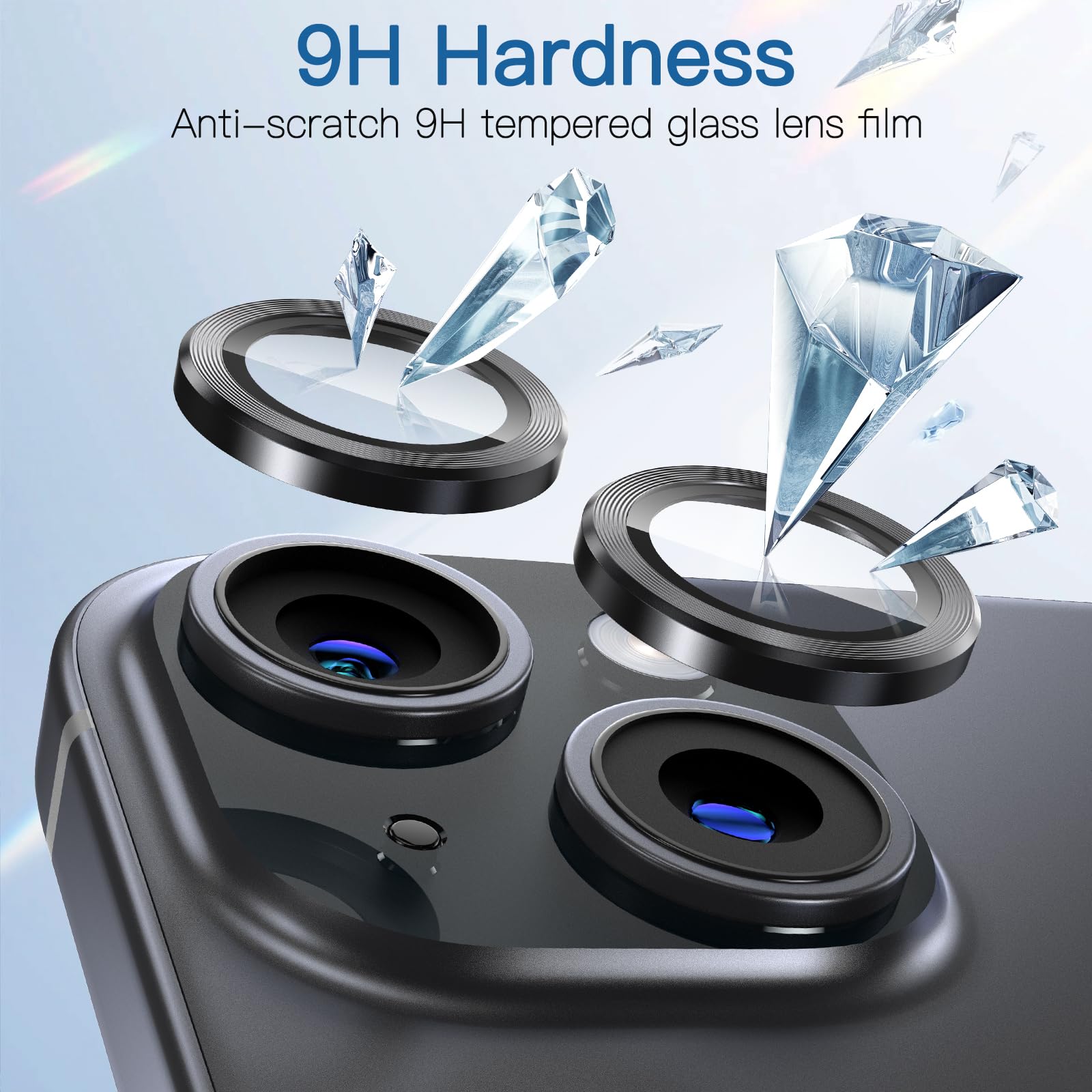 Giftorld Camera Lens Protector for iPhone 14/14 Plus,Aviation Aluminum 3D Ring,9H Tempered Glass,360 Degree Protection,HD Clarity,4 Layers Unique Design,Full Coverage - Image 4