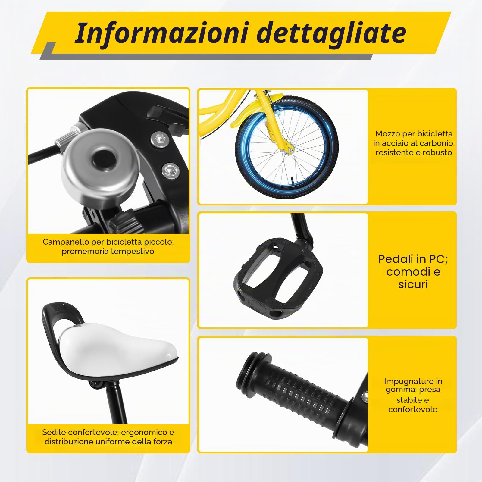 Bicicletta per bambini da 16 pollici, bicicletta per bambini per ragazzi e ragazze con ruote stabilizzatrici neutre con stabilizzatori rimovibili, giallo