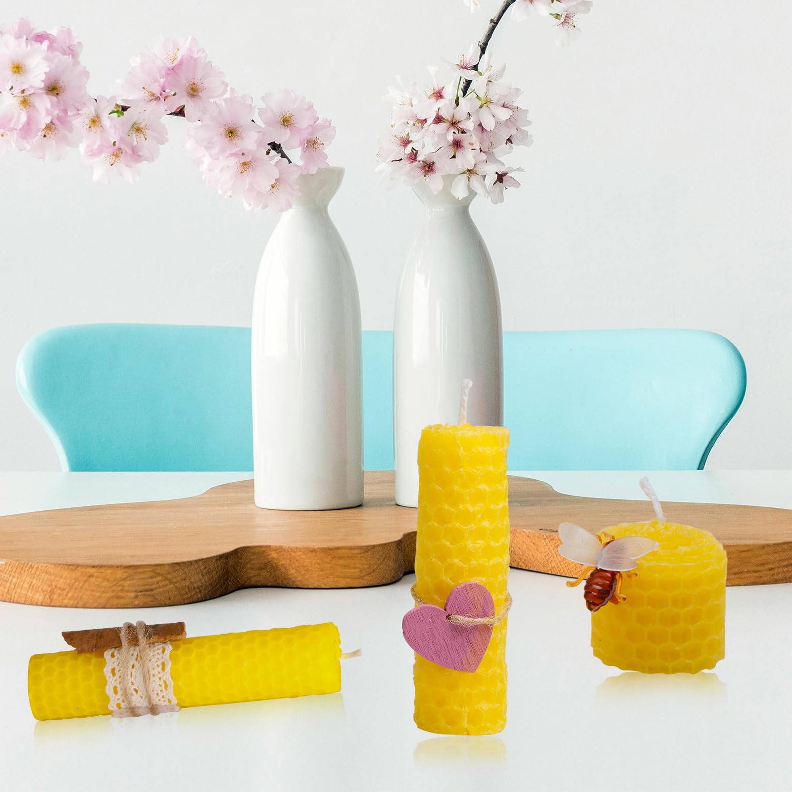 Kit de fabricación de velas de cera de abeja para niños, 12 hojas de cera de abeja de colores amarillos brillantes para hacer velas, kit de rollo de velas de cera de abeja natural para adultos, hojas
