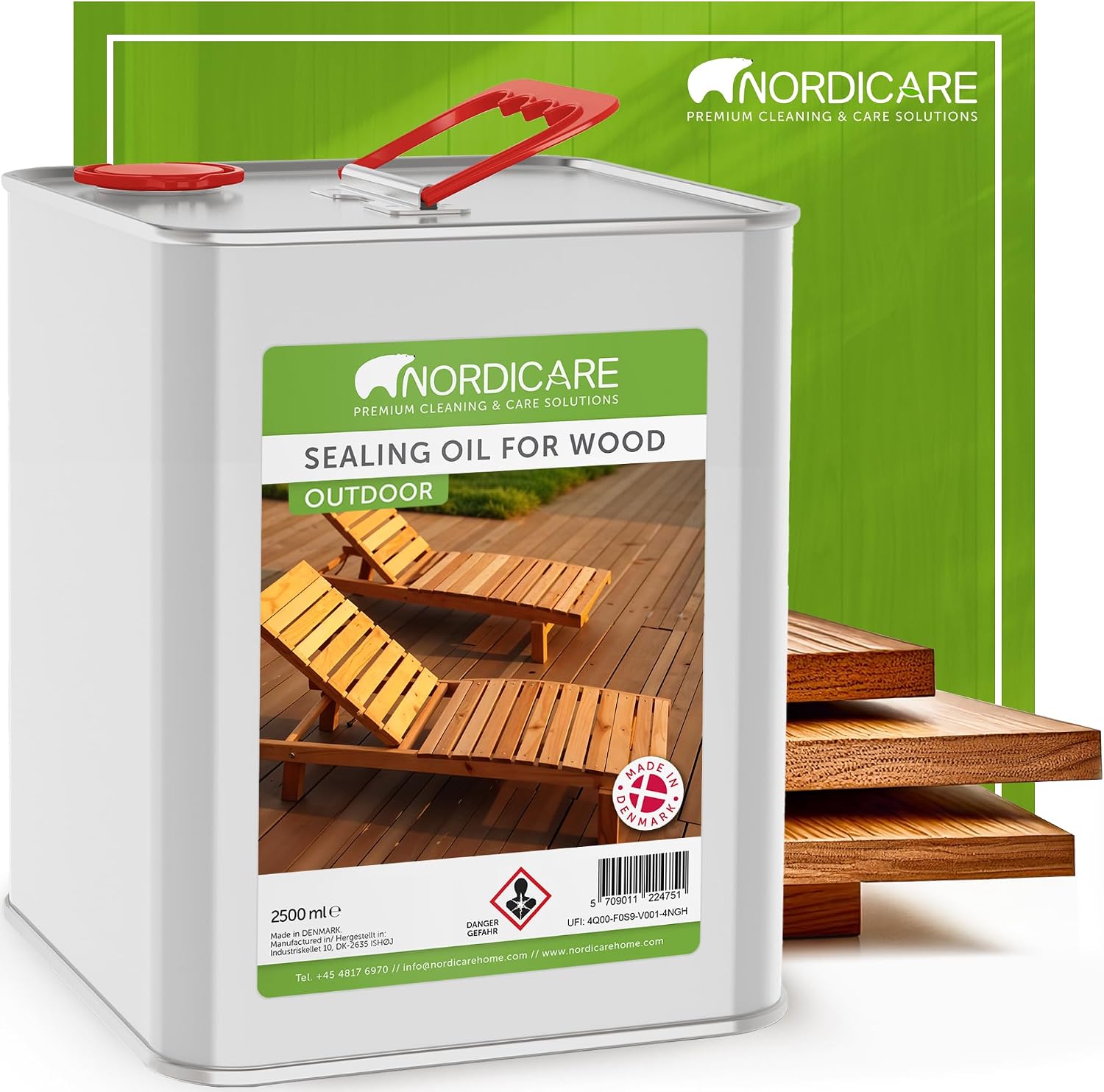 Nordicare Teak Oil for Garden Furniture 2.5L – Outdoor Wood Oil for Garden & Outdoor Furniture, Seals and Protects Against Drying Out, Easy to Apply, Suitable for Teak, Oak, Mahogany & More