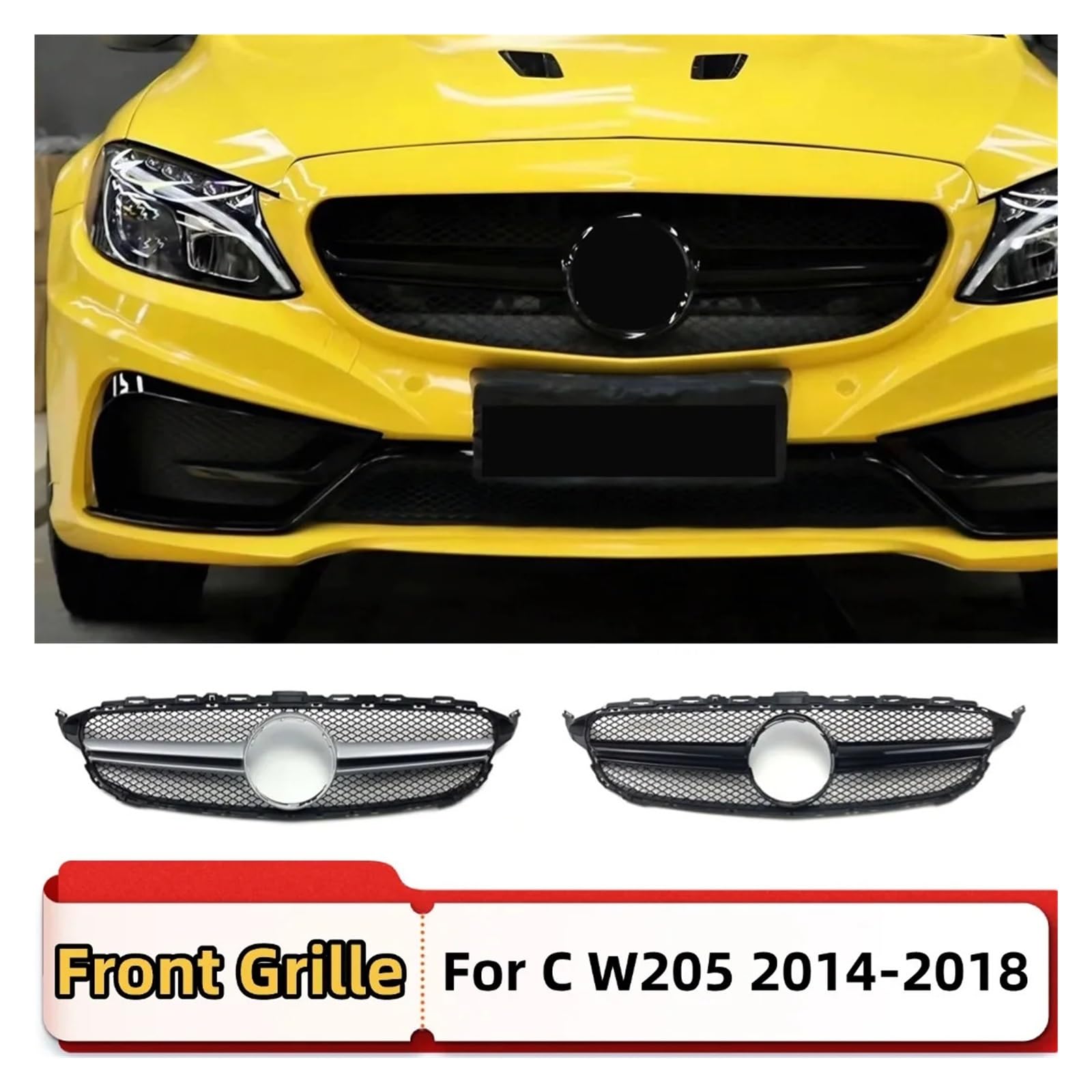 Błyszcząca Czarna Przednia Kratka Do Mercedesa Klasy C W205 C205 2014-2018