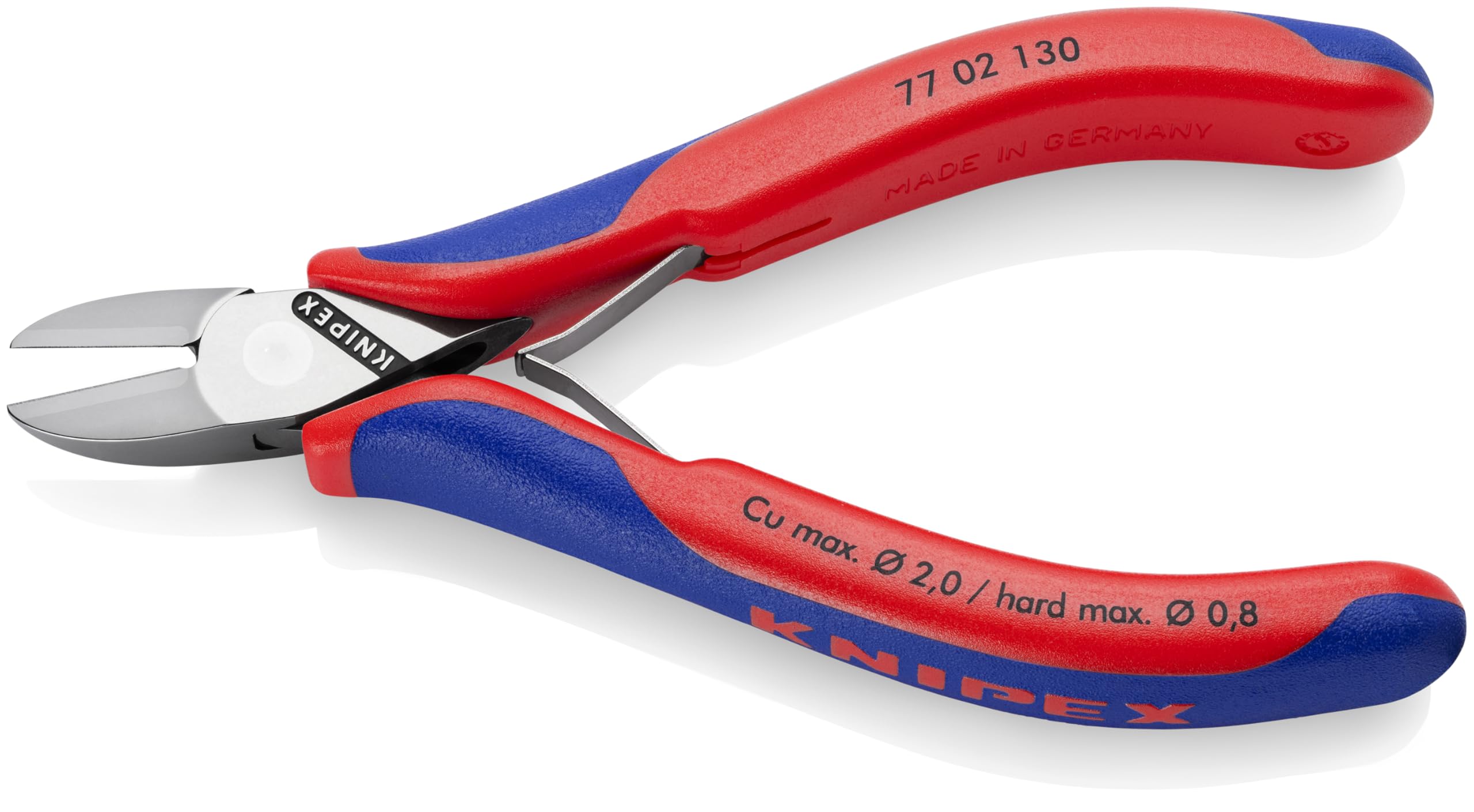 KNIPEX Elektronik-Seitenschneider mit durchgestecktem Gelenk mit Mehrkomponenten-Hüllen 130 mm, 77 02 130