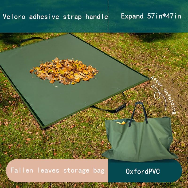 General Heavy-Duty Lawn Leaf Bag with Handles, 57x47in Reusable Oxford Cloth Yard Waste Bag, Foldable Gardening Cleanup Tote for Fall Leaves, Grass Clippings, and Debris