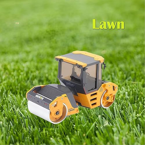 Miniatura 9 de Brachiosaur Juguete de rodillo de doble tambor de metal a escala 150, vehículos de construcción de metal, modelo de rodillo de carretera, juguetes