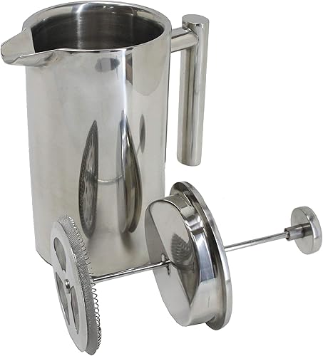 Miniatura 2 de FixtureDisplays 16030 - Prensa de café francesa de acero inoxidable de doble pared, 1 litro