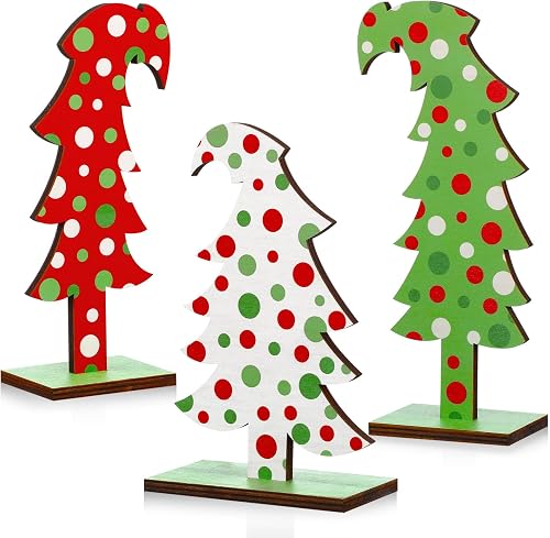 Meooeck 3 piezas de madera flexible para árbol de Navidad, decoración de mesa de
