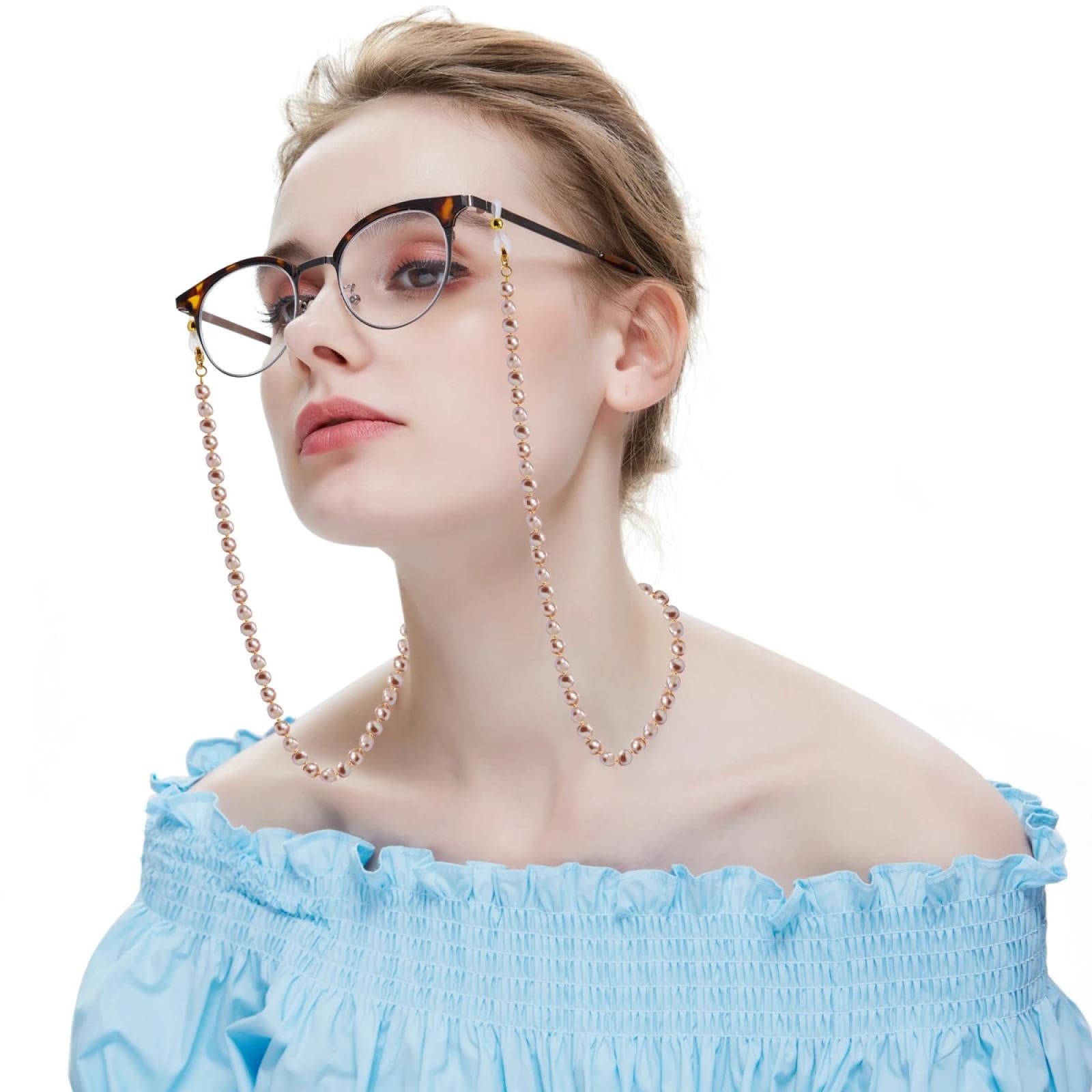 Brillenkette Damen Perlenbrille Kette Halskette Anhänger Lesebrille Metall Sonnenbrille Kette Lanyard Accessoires Damen