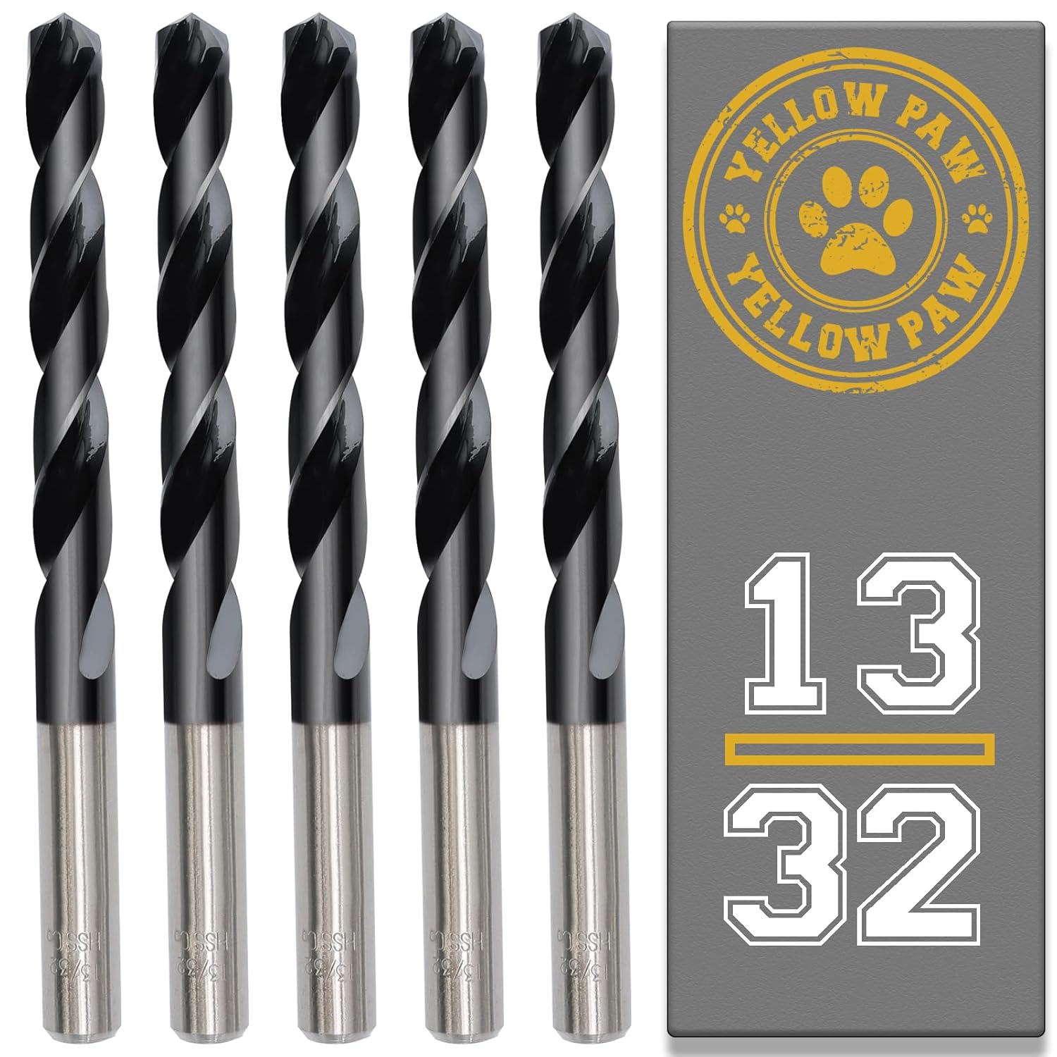 13/32 Inch Drill Bit (5 Pack) Industrial Grade M35 Cobalt Titanium Aluminum Nitrite - 13/32" Diameter & Total Length of 5-1/4" with Working Length of 3-1/2" Easily Drill Into Metal, Steel, & Aluminum 13/32" 5