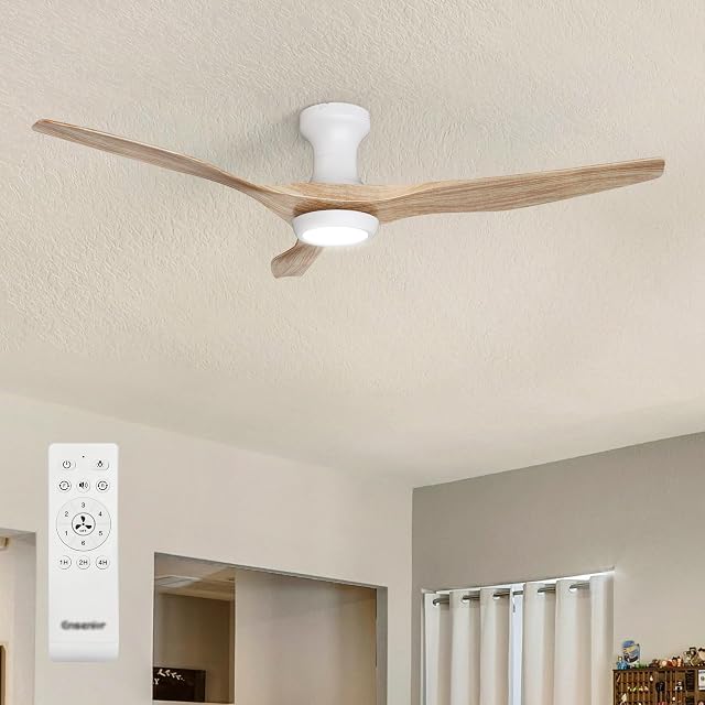 Ensenior Deckenventilator mit Beleuchtung 126cm, Leiser DC-Motor, 6 Geschwindigkeiten & 3 Lichtfarben, Deckenlampe mit Ventilator Fernbedienung für Schlafzimmer Wohnzimmer - Holzoptik