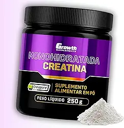 Creatina Creapure Growth Supplements 250g – Creatina Monohidratada Pura, Selo Creapure®, 3g por dose