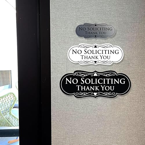 Miniatura 5 de Letrero con frase en inglés "NO SOLICITING Thank You"