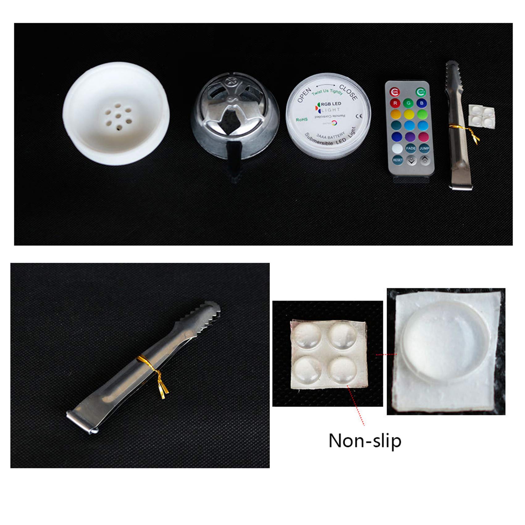 Juego Completo de Cachimba, Pequeño y Moderno Kit de 1 Manguera con Accesorios para Cachimba, Jarrón de Vidrio con Clip de Carbono y Lámina de Aislamiento Térmico