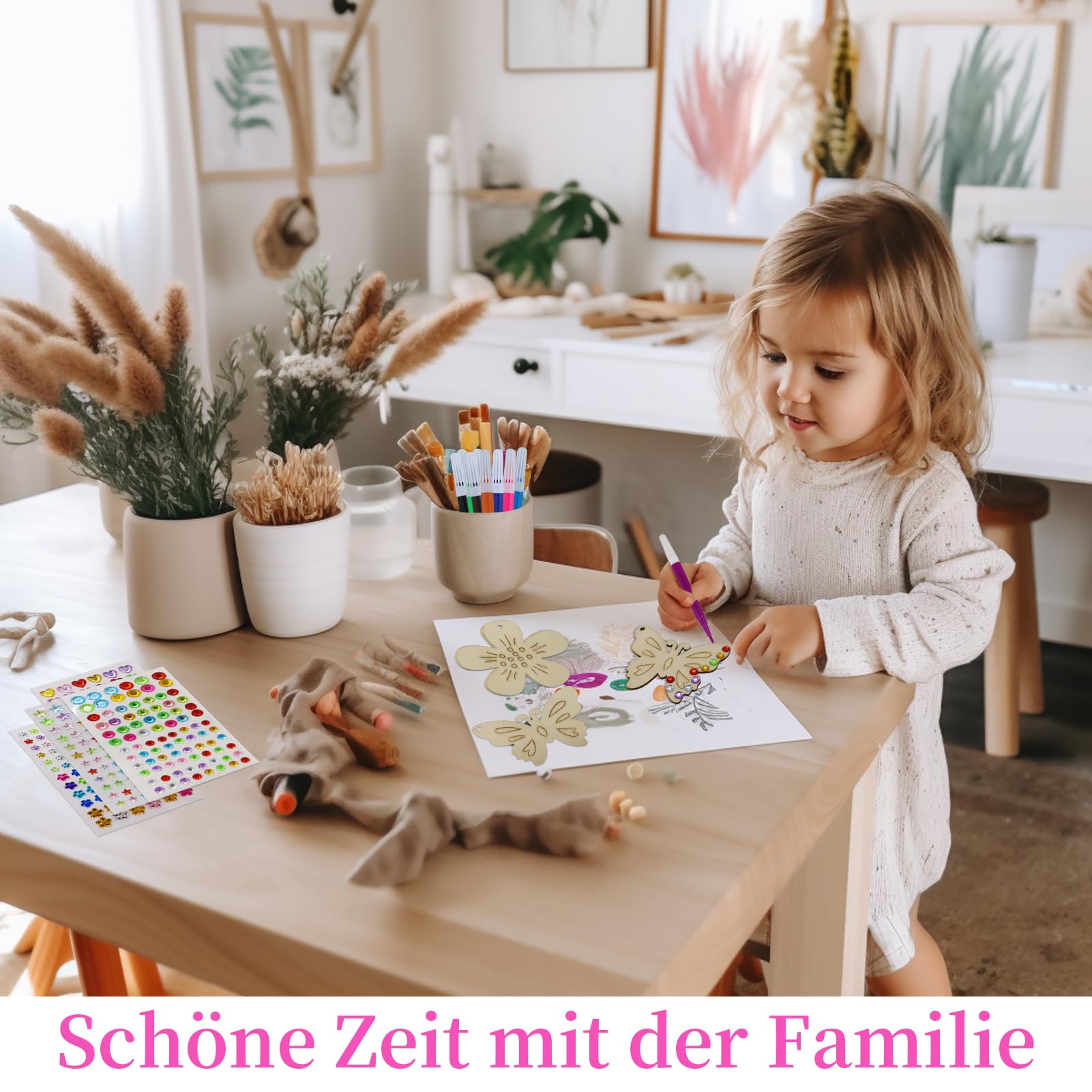 Kit Fai Da Te Bambini - 60 Pezzi Con Farfalle, Fiori E Acquerelli Per Creazioni Creative