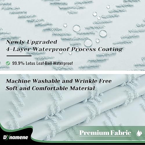 Vista 172 de Dynamene - Cortina de ducha, bohemia y rústica con rayas con chebrón en relieve, cortina texturizada para decoración de baño, juego de cortina A.