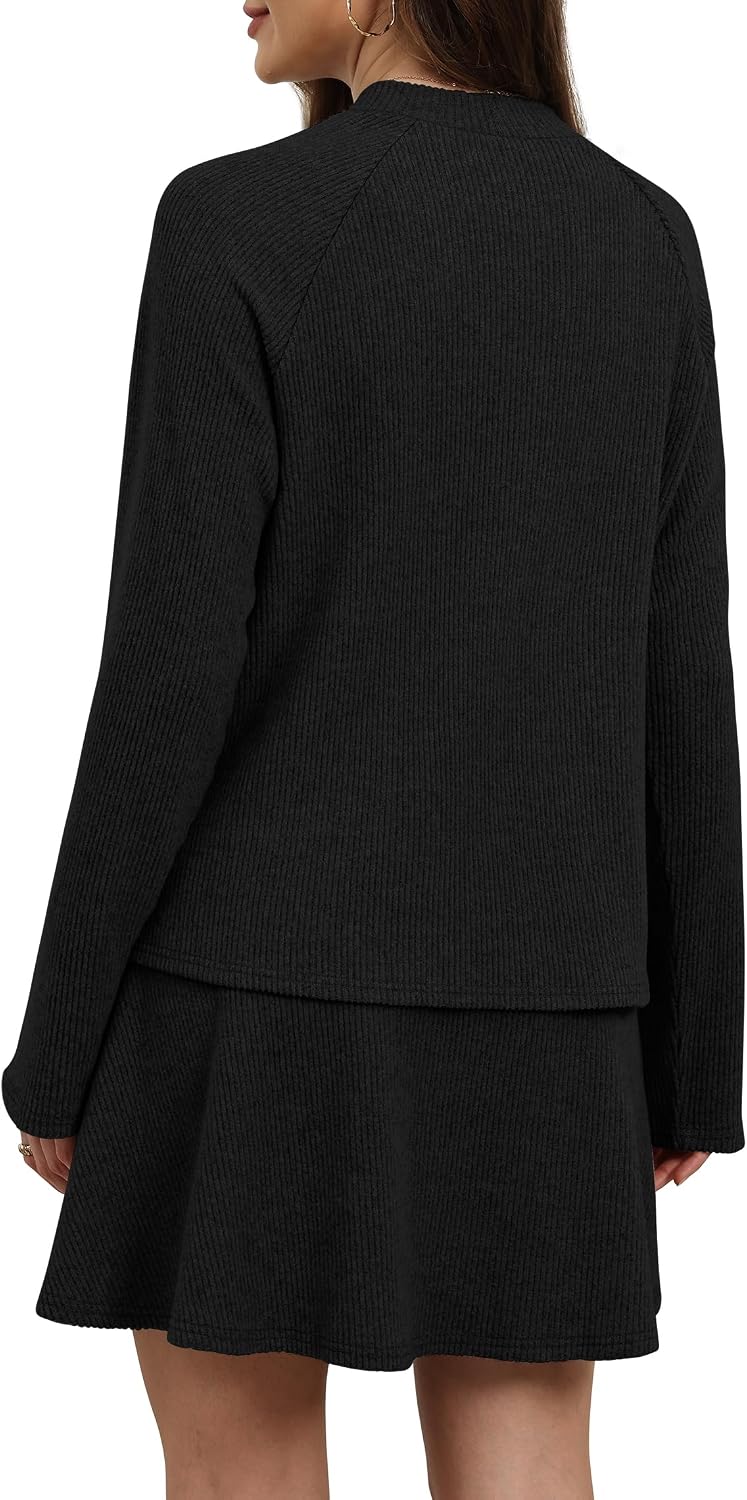 WIHOLL 2 Piece Sets for Women Mini Skirt Lightweight Sweaters Mock Neck | Two Piece Sets for Women, Mini Skirts, Brunch Cocktail Dress, Cute Girls Clothes, Trendy Fall Fashion, Vacation Clothes
