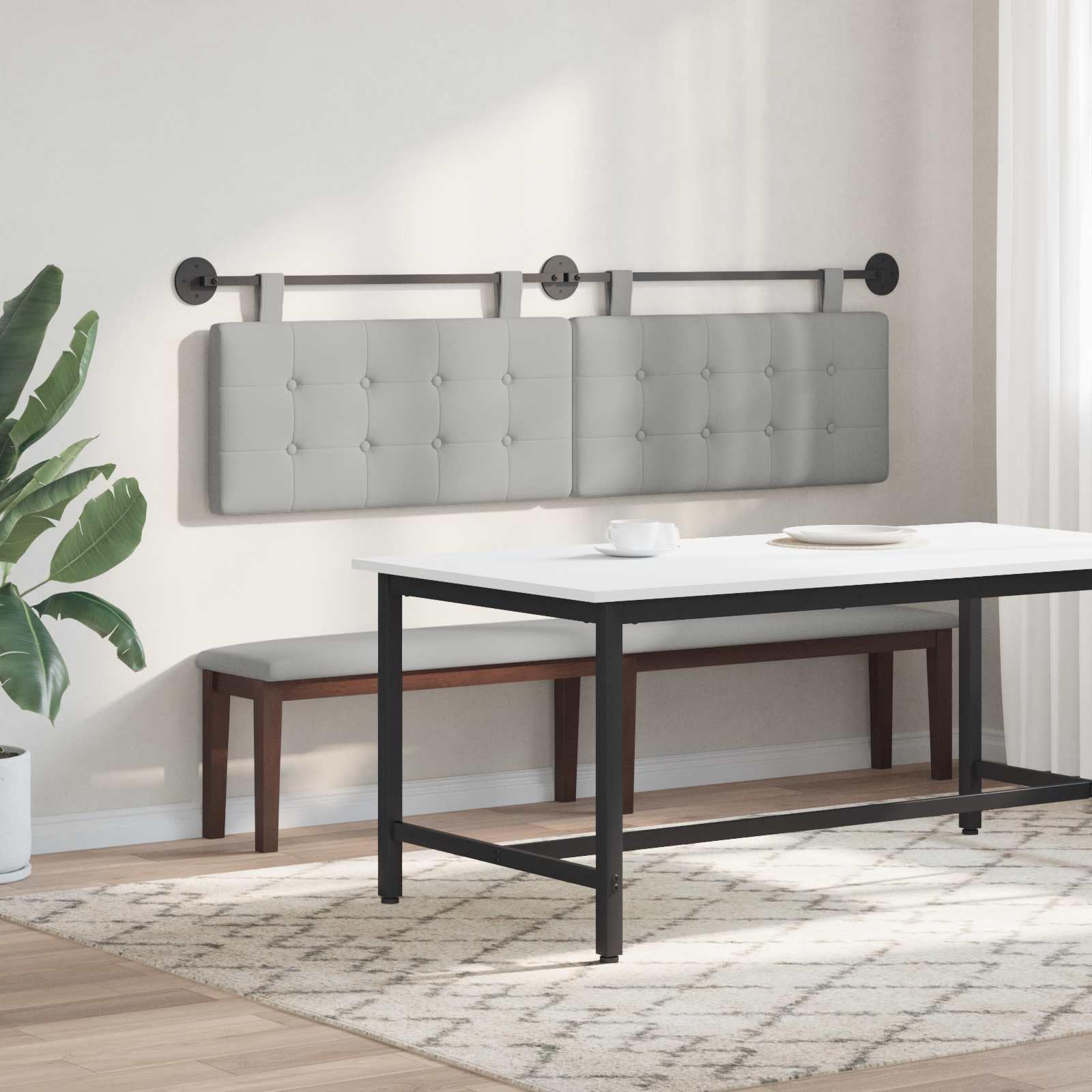 Cabecero colgante cama gris nube tela tapizada – 190 x 55 cm montaje en pared cabecero de cama juego para dormitorio habitación de invitados cojín de pared panel de cama