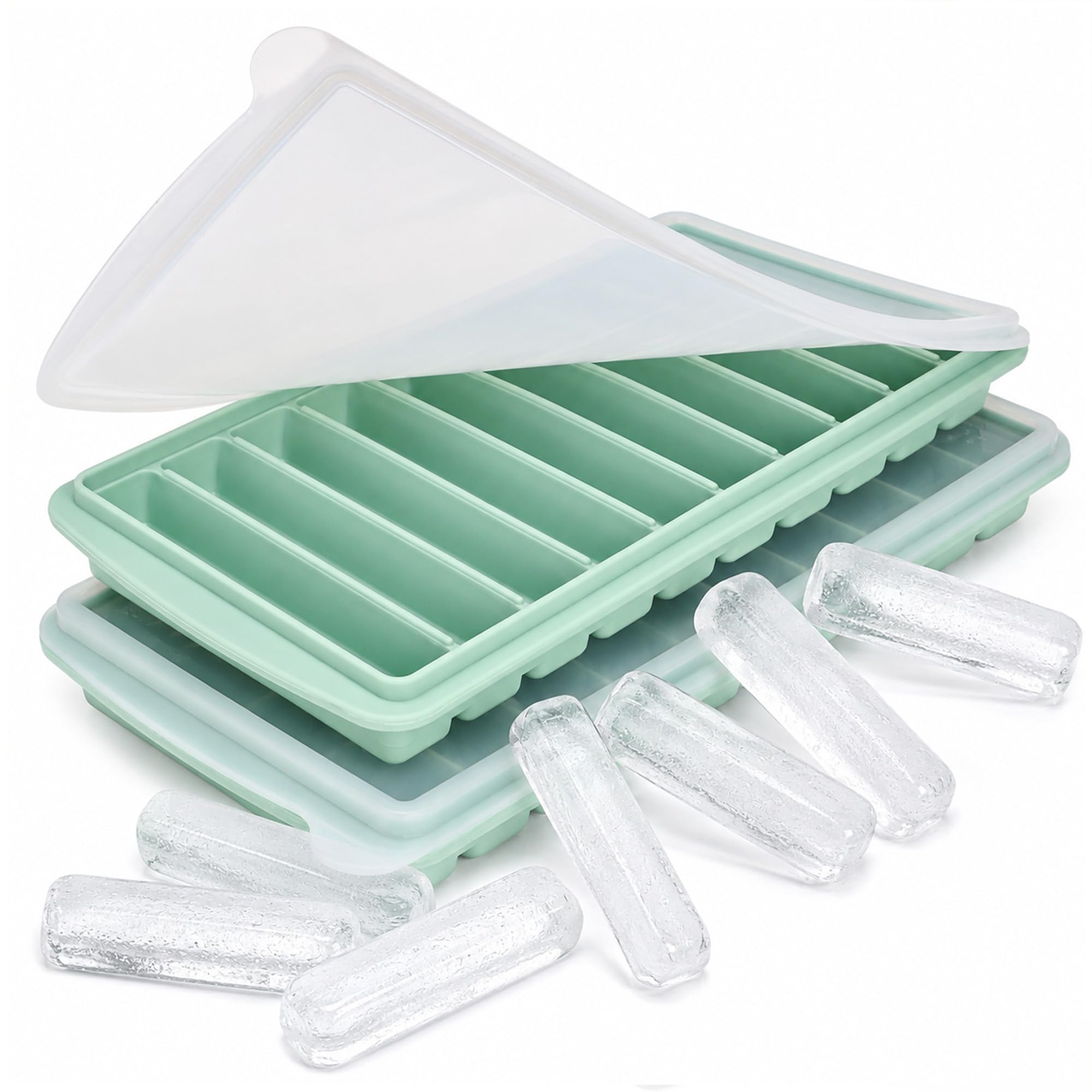 Water Bottle Ice Cube Tray with Lid - Long Skinny Ice Stick Mold for Water Bottles, Easy Release BPA-Free Silicone Tray - Food Grade Ice Mold for Freezer, Stackable & Multi-Use โ image 1