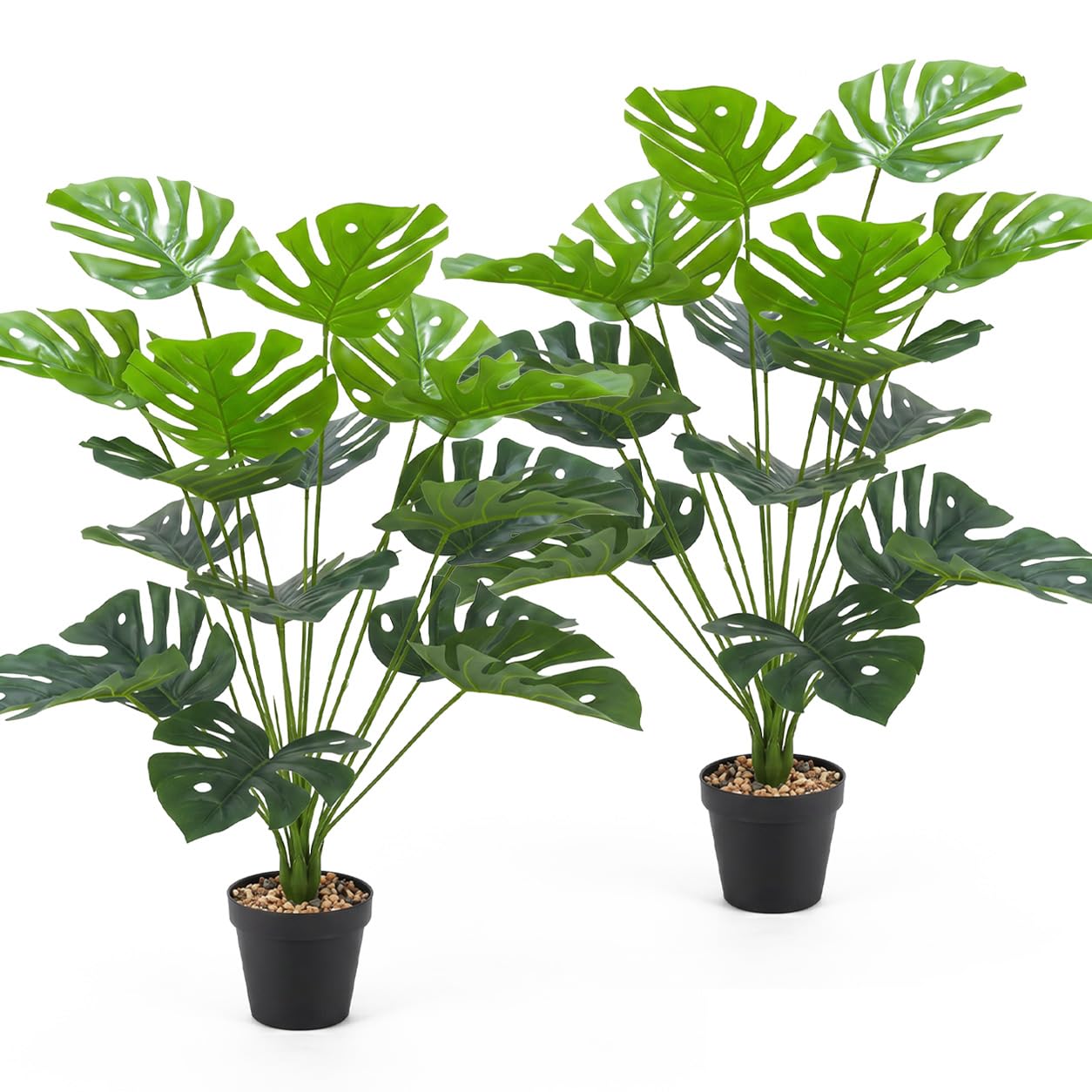 NeXcellere 2 Pack Realistic Artificial Plants Outdoor/Indoor with Pot,Tall Fake Plants Room Decor,Large Faux Plants for Outdoors,Palm Trees for Garden Accessories,No Maintenance Required(Monstera)