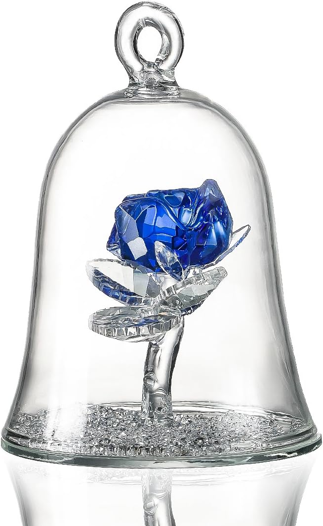 Amazon.com: H&D Crystal Enchanted Rose Flower Figurine Dreams Ornament ...
