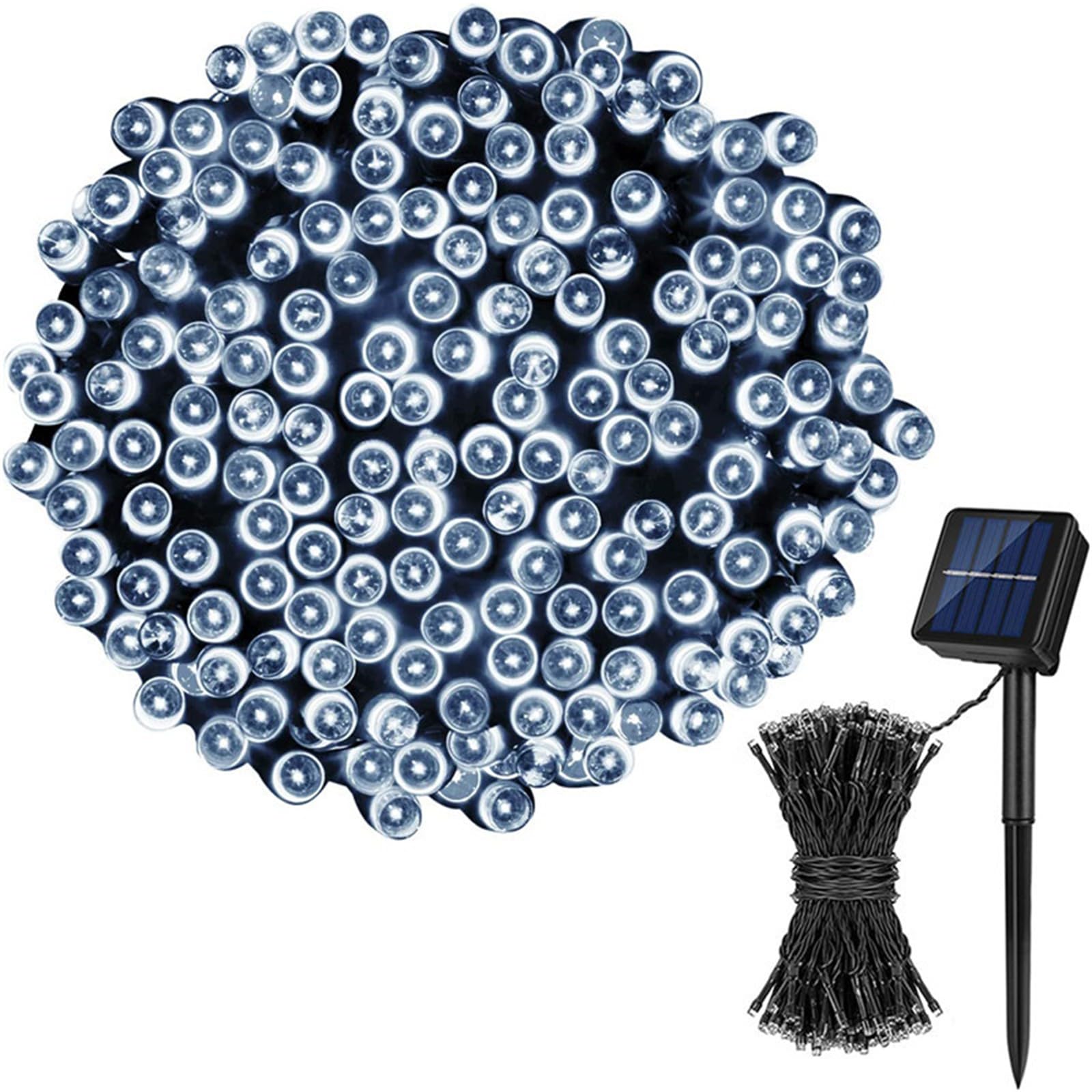 FANSU 6 Styles Beads LED Garden Lights, 8 Modes Indoor/Outdoor Solar String Lights, Solar Lights Outdoor Garden, for Patio Yard Home Christmas Parties Wedding Decorations (White,12m/100 LED)