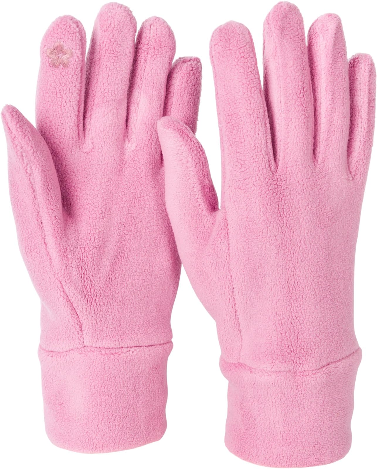 styleBREAKER Ladies Touchscreen Fleece Gloves Unicoloured, warm finger gloves, winter 09010047, Colour:Old Rose