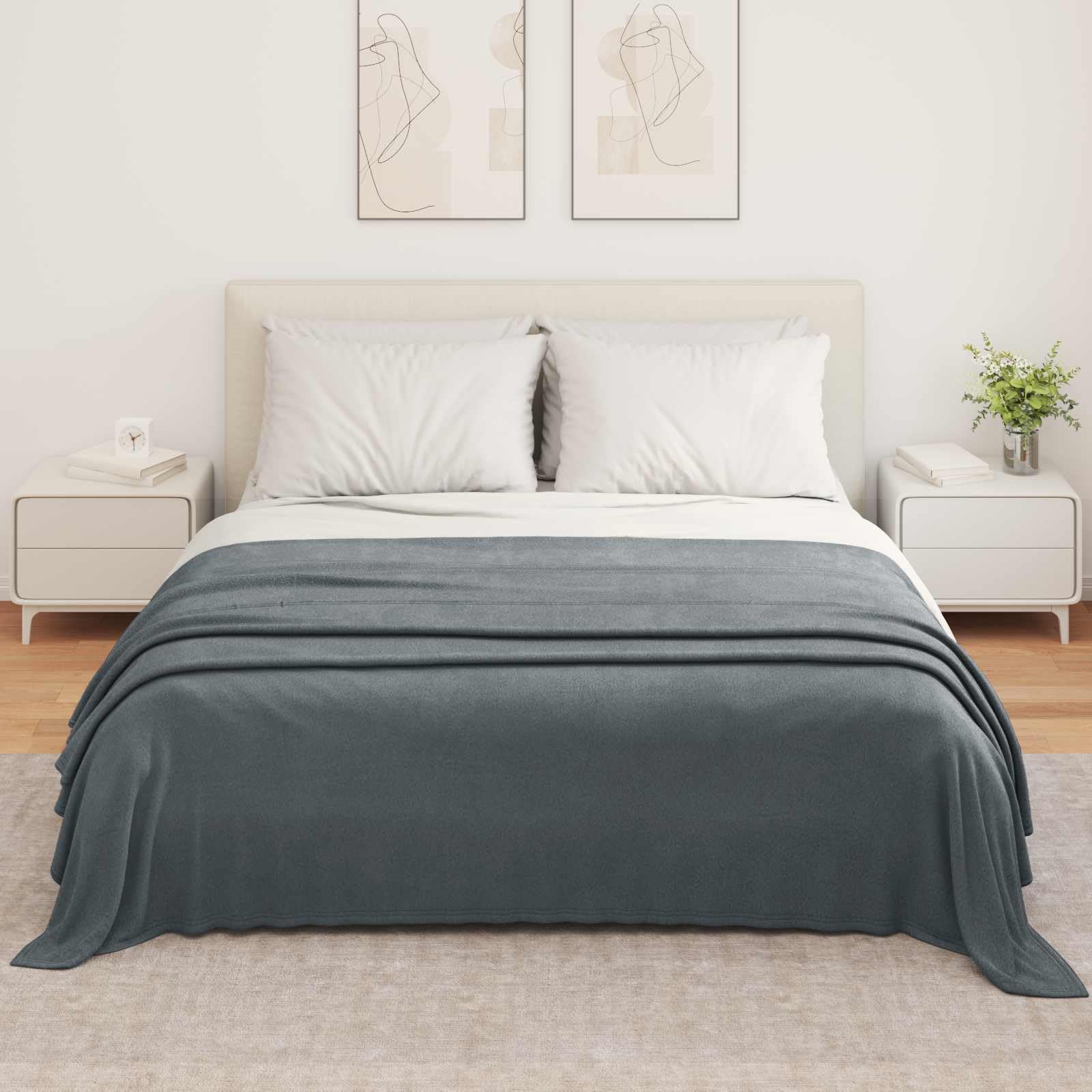 Coperta in Pile Grigio Scuro 6 Pezzi 350x270 cm Panno Morbido