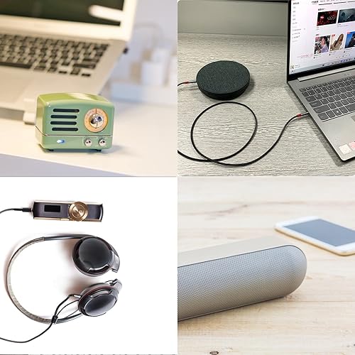 Miniatura 9 de ANYPLUS Cable auxiliar, cable auxiliar corto de 0.138 in macho a macho, cable de audio trenzado de alambre de pescado compatible con conector de