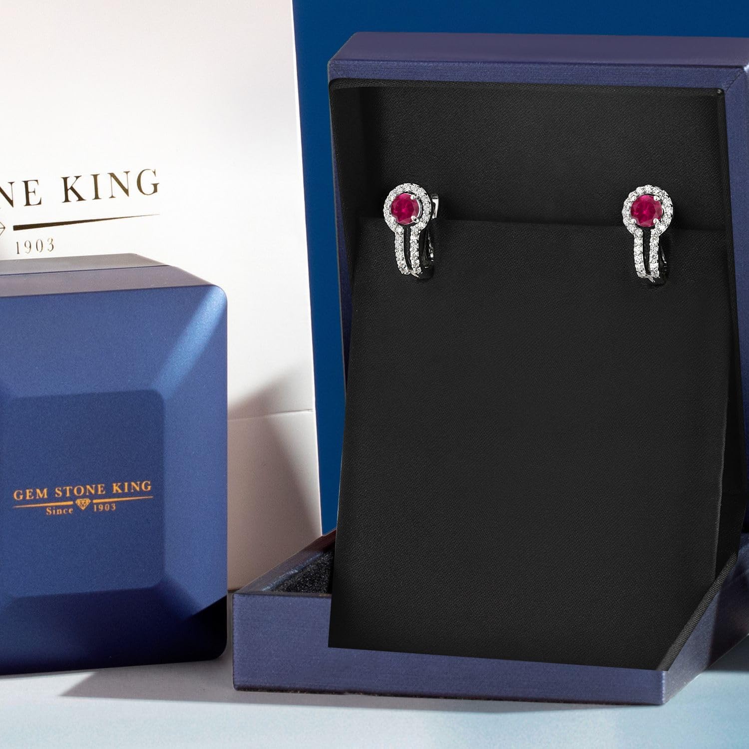 Gem Stone King 5MM Round French Clip Clasp Hook Earring for Women | 925 Sterling Silver | Gemstone Birthstone and Created Sapphire | Jewelry Gifts for Mom Wife Her