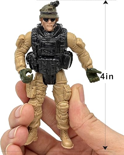 Miniatura 7 de Figuras de acción de soldados de juguete del ejército estadounidense y equipo SWAT con armas militares, accesorios para niños y niñas, 12 unidades