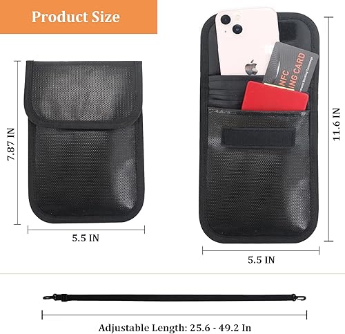 Miniatura 6 de Cartera de viaje para el cuello con bloqueo RFID, bolsas Faraday, soporte para pasaporte, bolsa para el cuello ignífuga e impermeable, mantiene tu