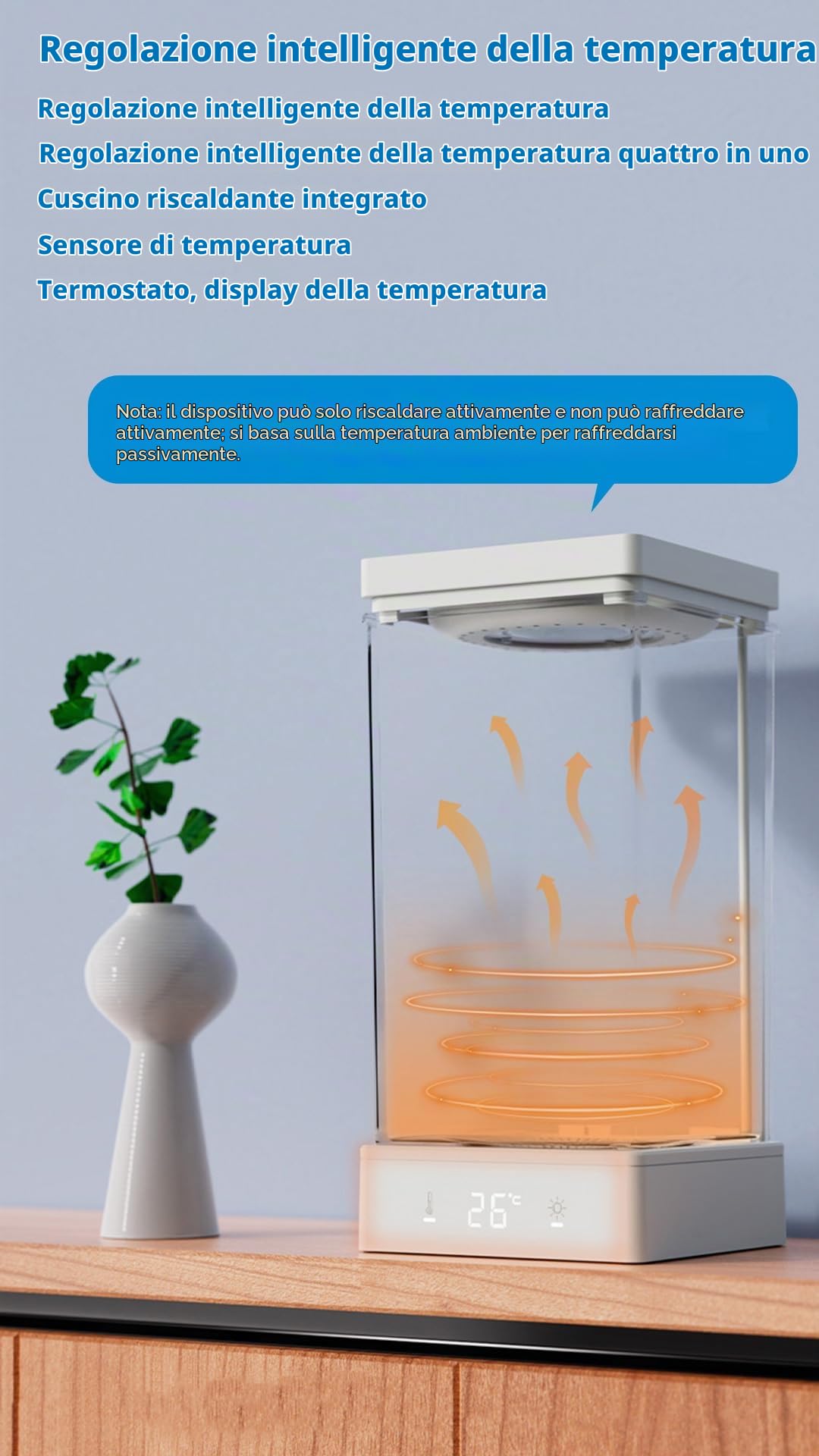 Acquario Betta - Mini Acquario Scrivania 1,4L con Scarico Inferiore, Controllo Temperatura Intelligente USB, Luci LED Regolabili - Fish tank with crystal