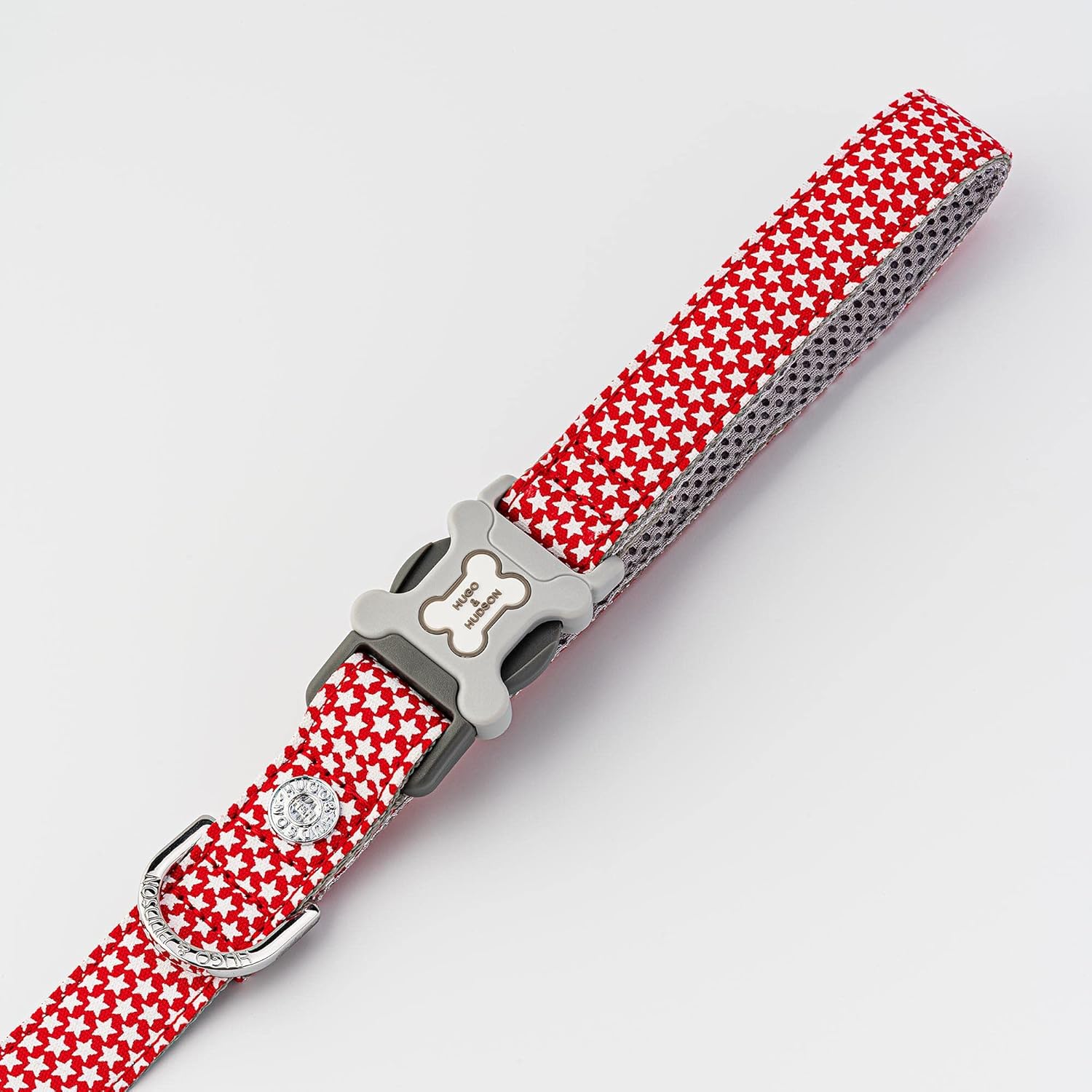 HUGO & HUDSON Nylon Dog Leash 4ft Pet Leash Soft Padded Handle, Red Star, 47" x 1"