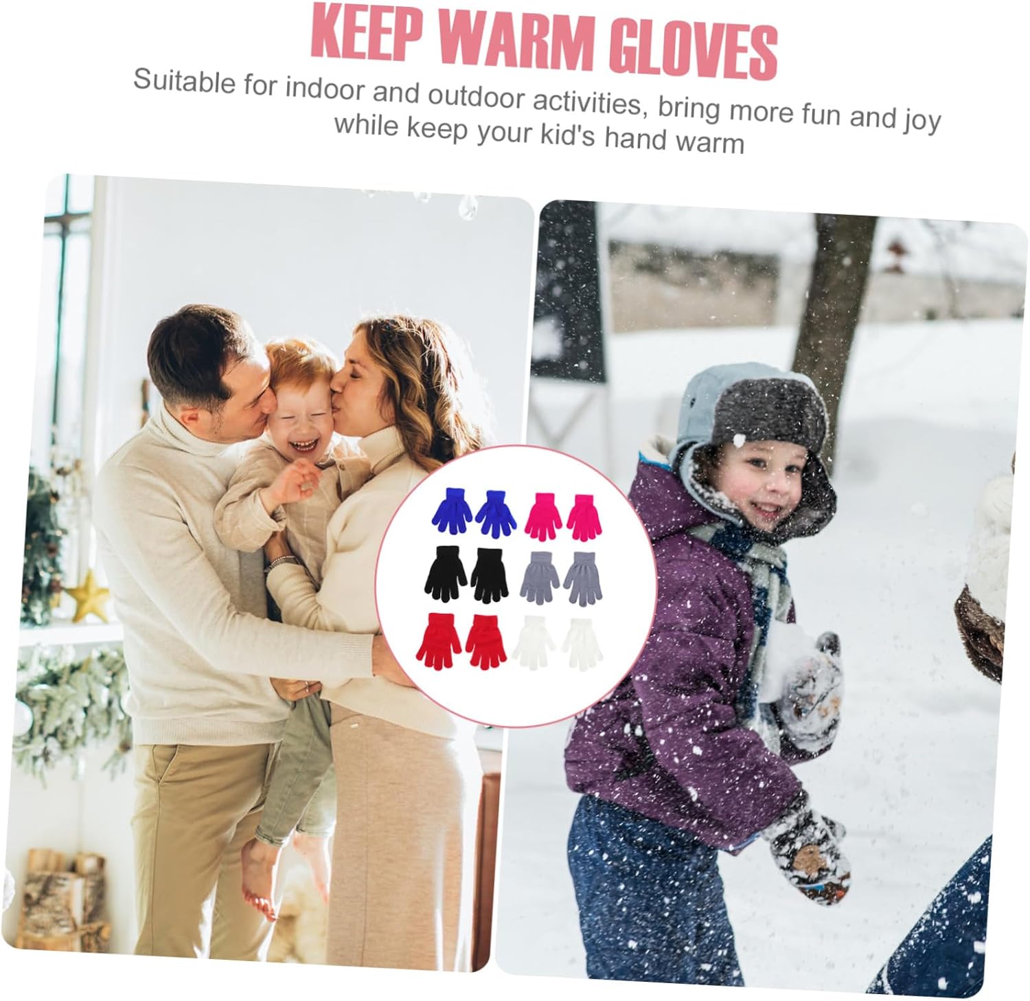 6Pairs Mittens Winter Gloves for Boys and Cold and Durable Simple Design for Warmth