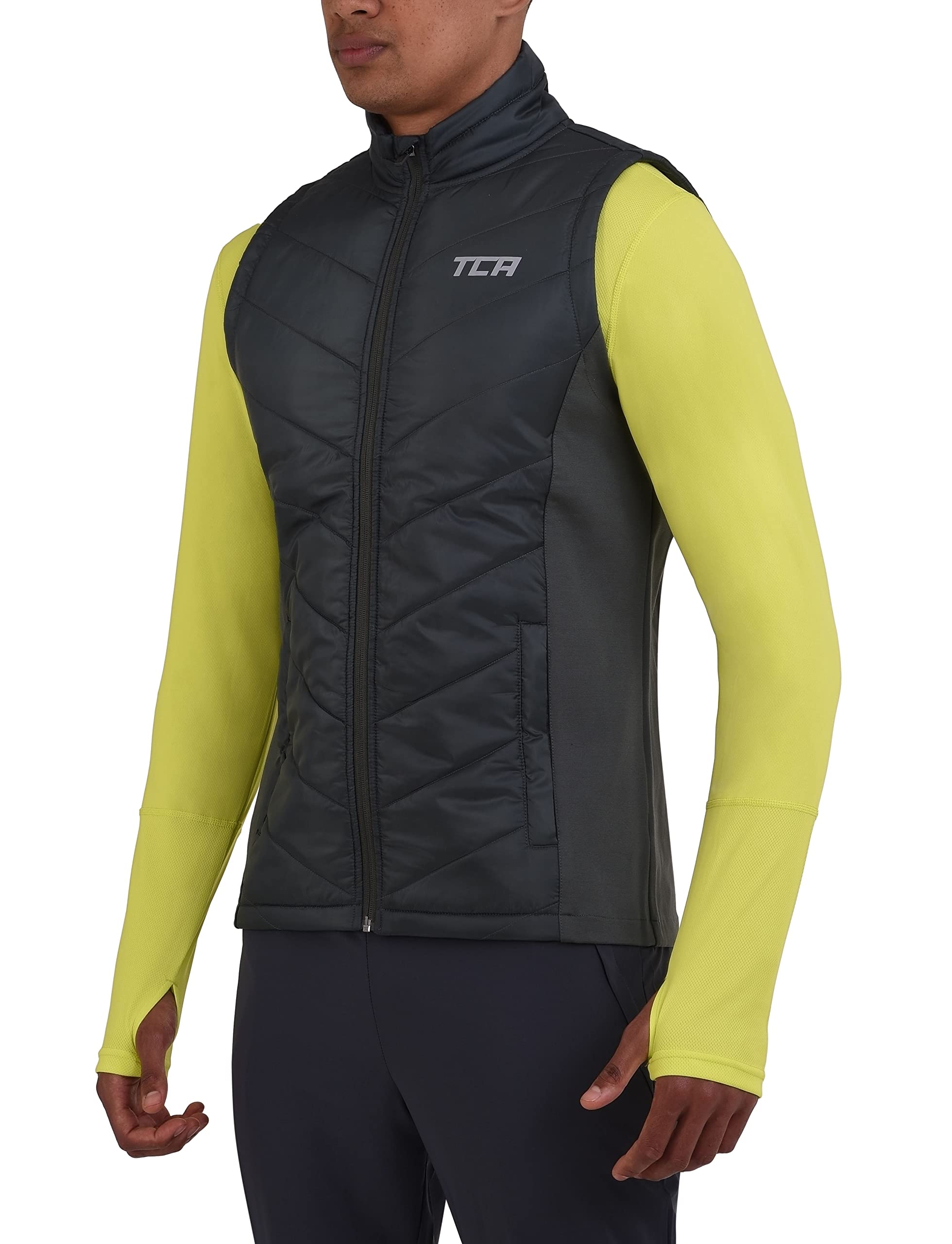TCA Chaleco Excel Runner Acolchado y ligero para Caminata y Térmico Senderismo con Bolsillos con Cremallera para Hombre y Niño