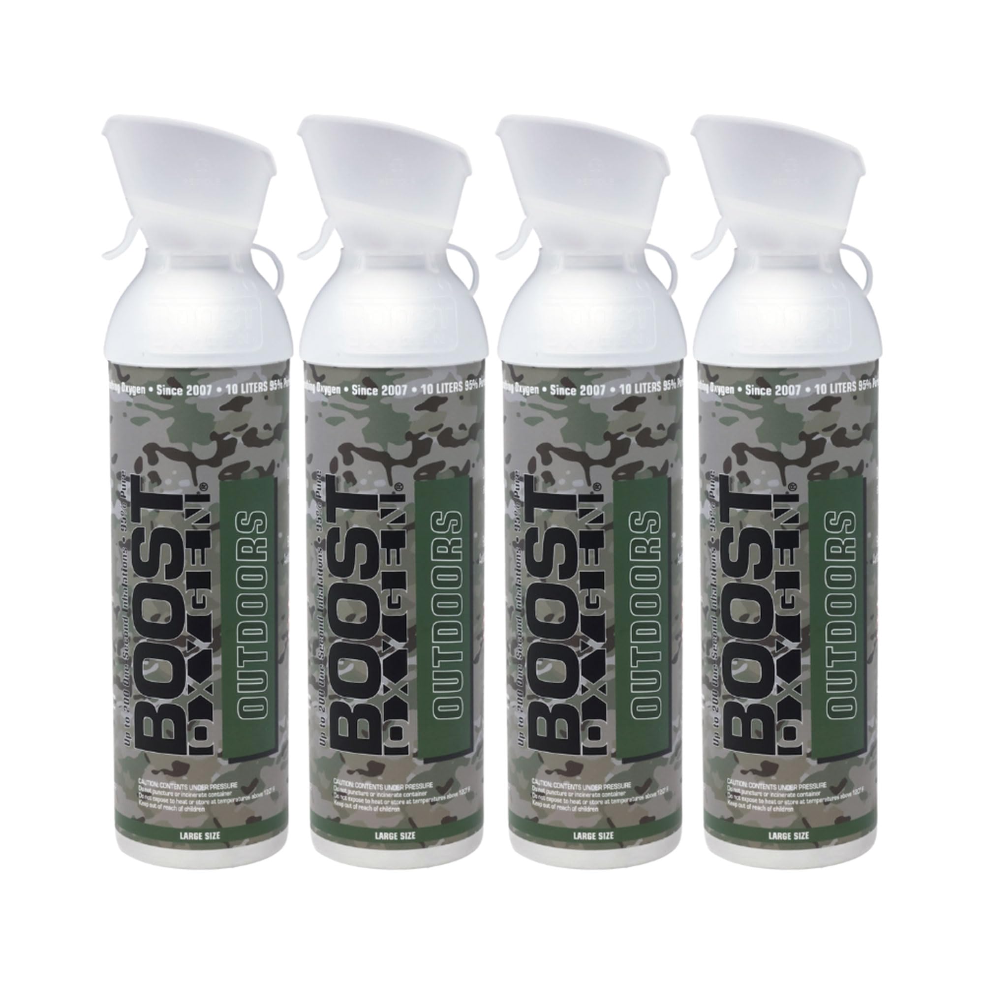 Boost Oxygen Large Outdoors Natural Aroma 10 Liter Canister | Respiratory Support for Aerobic Recovery, Altitude, Performance and Health (4 Pack)