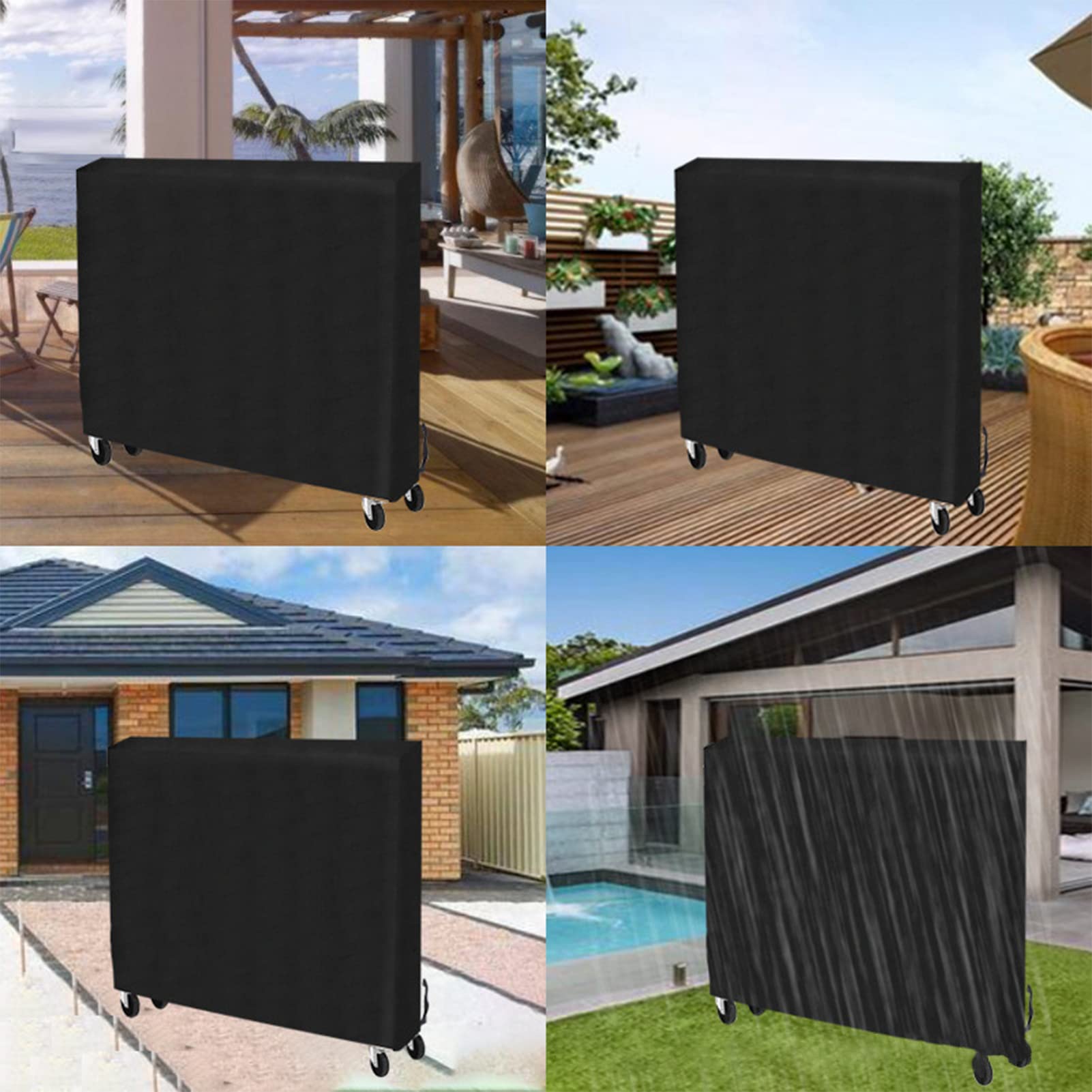 Copertura per tavolo da ping pong, pieghevole per attività all'aperto, tessuto Oxford 210D per tutte le condizioni atmosferiche, impermeabile, antipolvere, grigio, 165 x 70 x 185 cm