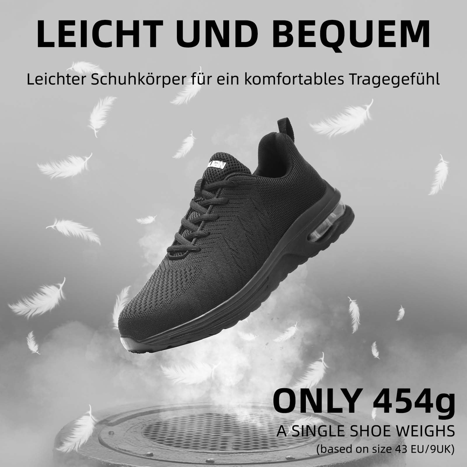 Furuian Arbeitsschuhe Herren Sicherheitsschuhe Herren Leicht Damen Herren Atmungsaktiv Stahlkappenschuhe Sportlich rutschfest Sneakers