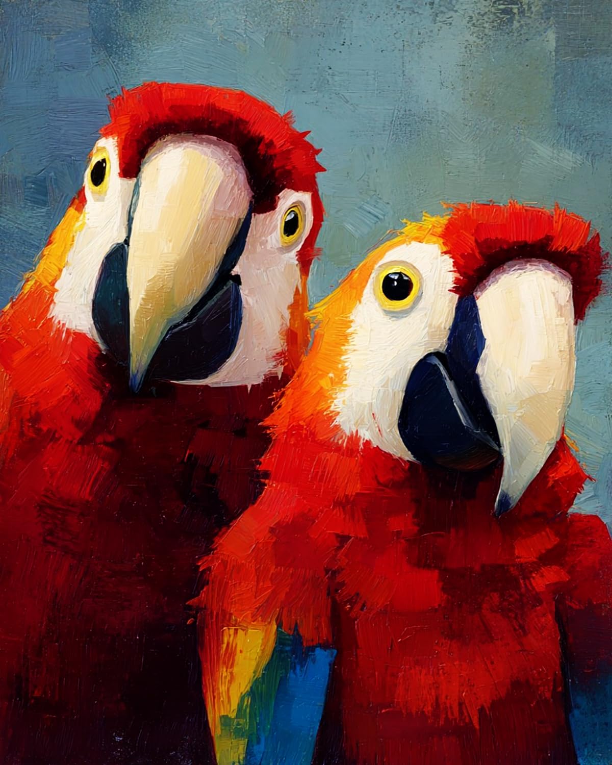 LIUBAISHI Paint by Numbers Kit for Adults – Large 16x20 | Wall Art Painting for Living Room, Stress Relief Craft, Hobby Gift Set with Paints and 3 Brushes-Two Parrots Gaze