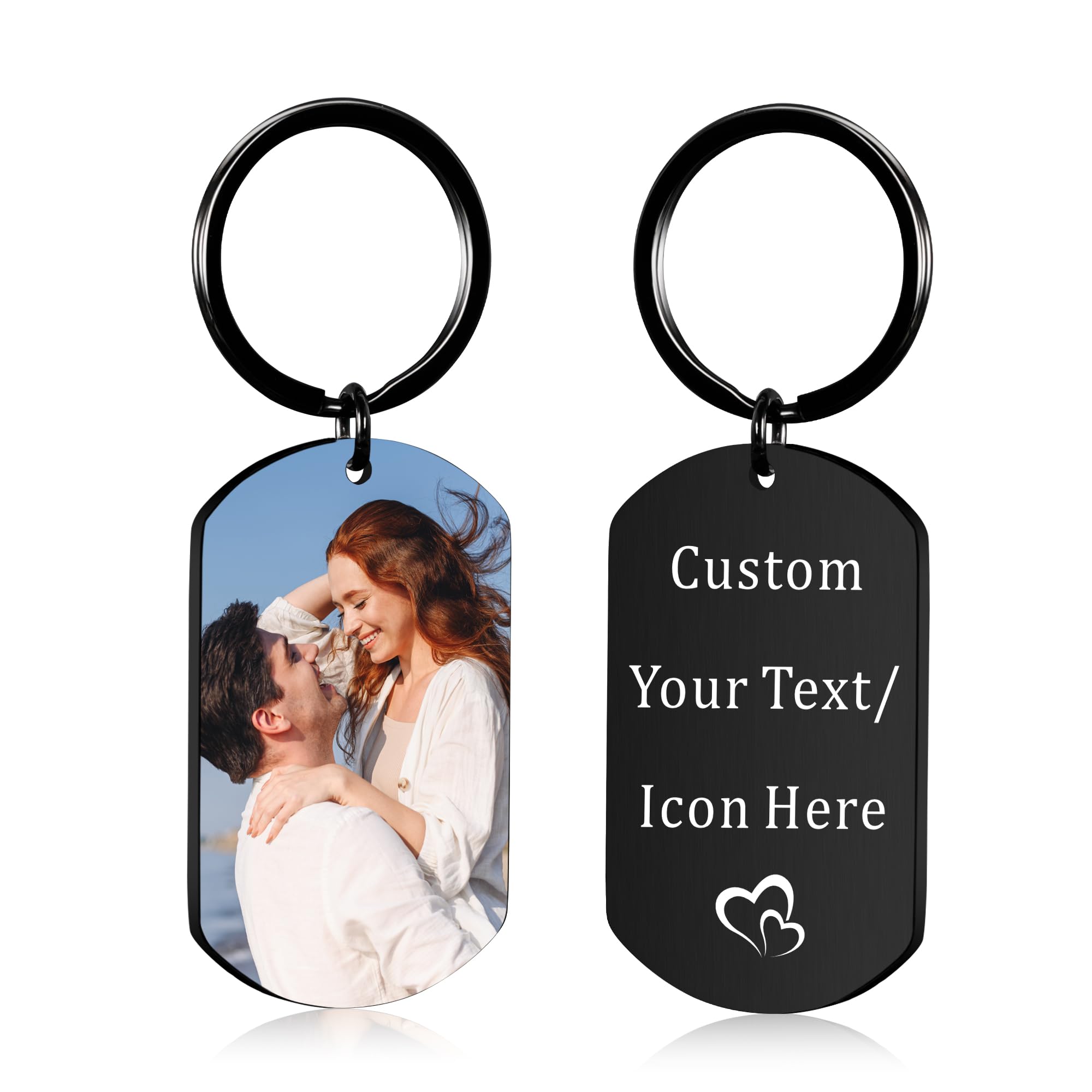Generic Custom Keychain with Picture Personalized Photo/Text/Dog Tag Keychains for Family Men Boyfriend Dad Mom Birthday Wedding Fathers Day Class of 2024 Graduation Gifts for Him Her Girls Boys Teen