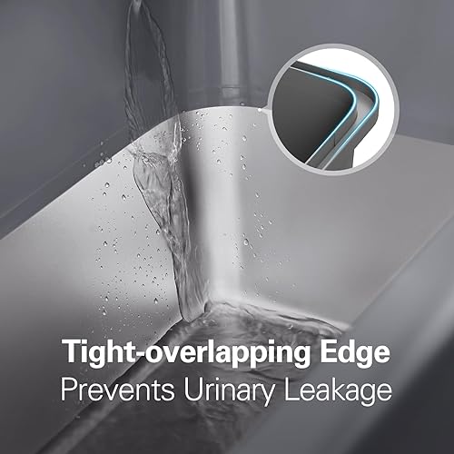 Miniatura 4 de Zarler Caja de arena extra grande de acero inoxidable con tapa, caja de arena de metal XL para gatos grandes, caja de arena de alta cara