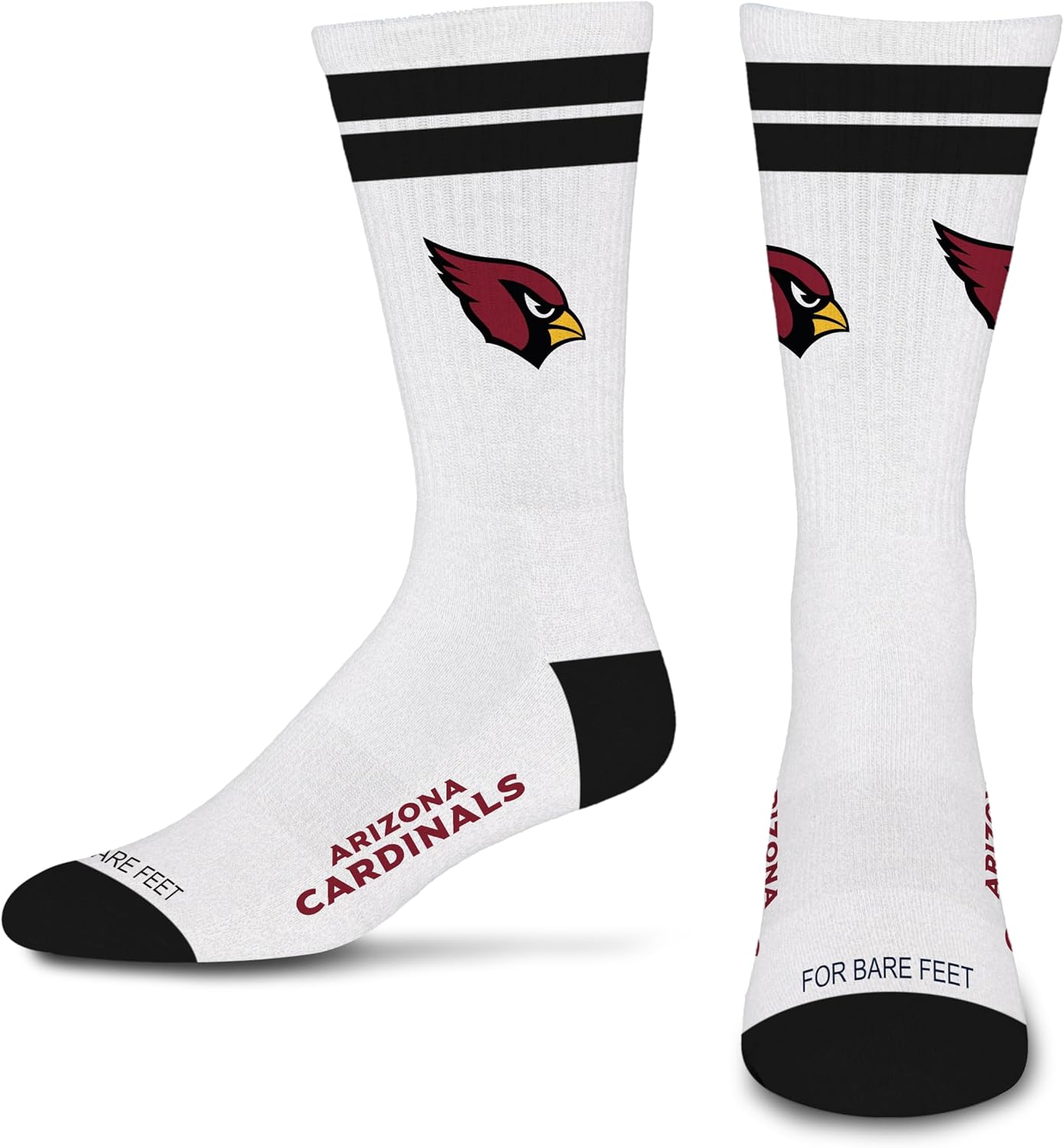 For Bare Feet NFL White Stripes Crew Sock LARGE