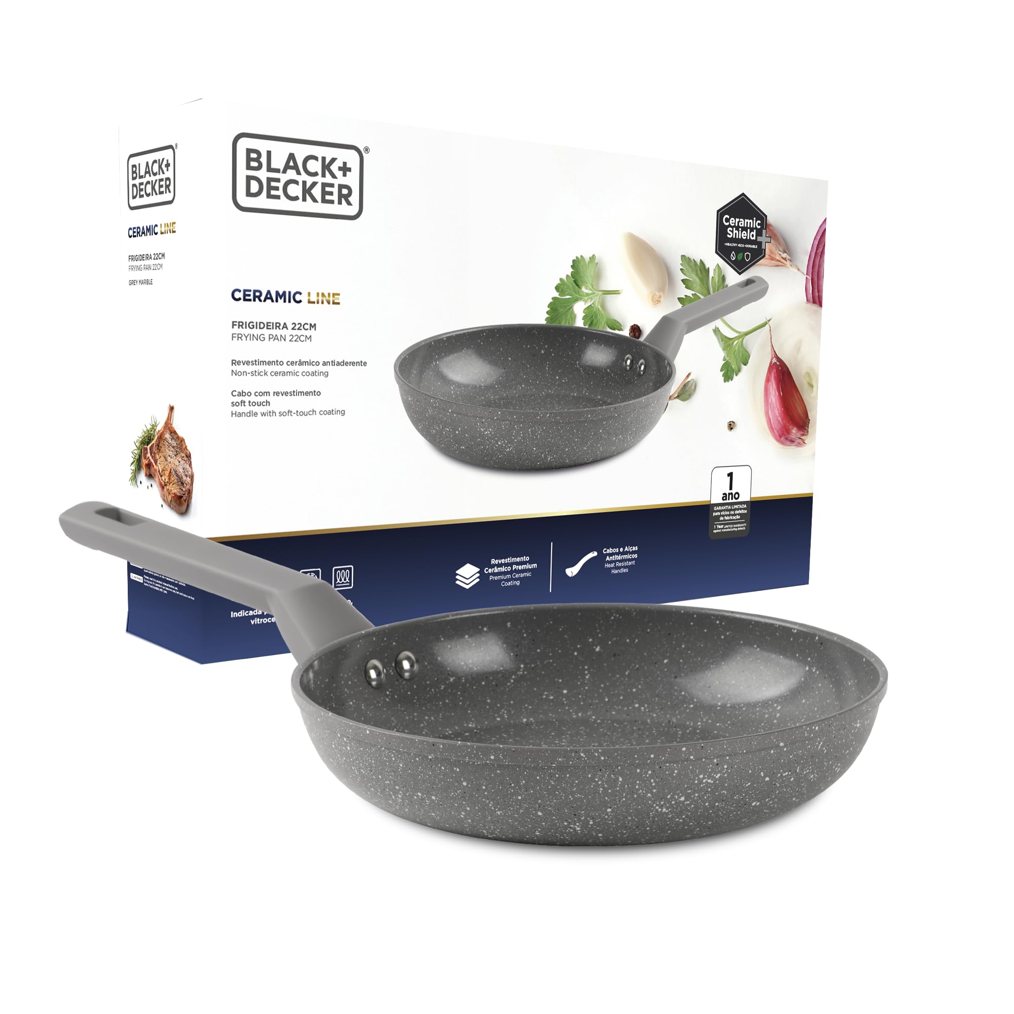 BLACK+DECKER FRIGIDEIRA 18 CM 1,1 LITROS CERAMIC LINE - CORPO COM REVESTIMENTO CERÂMICO