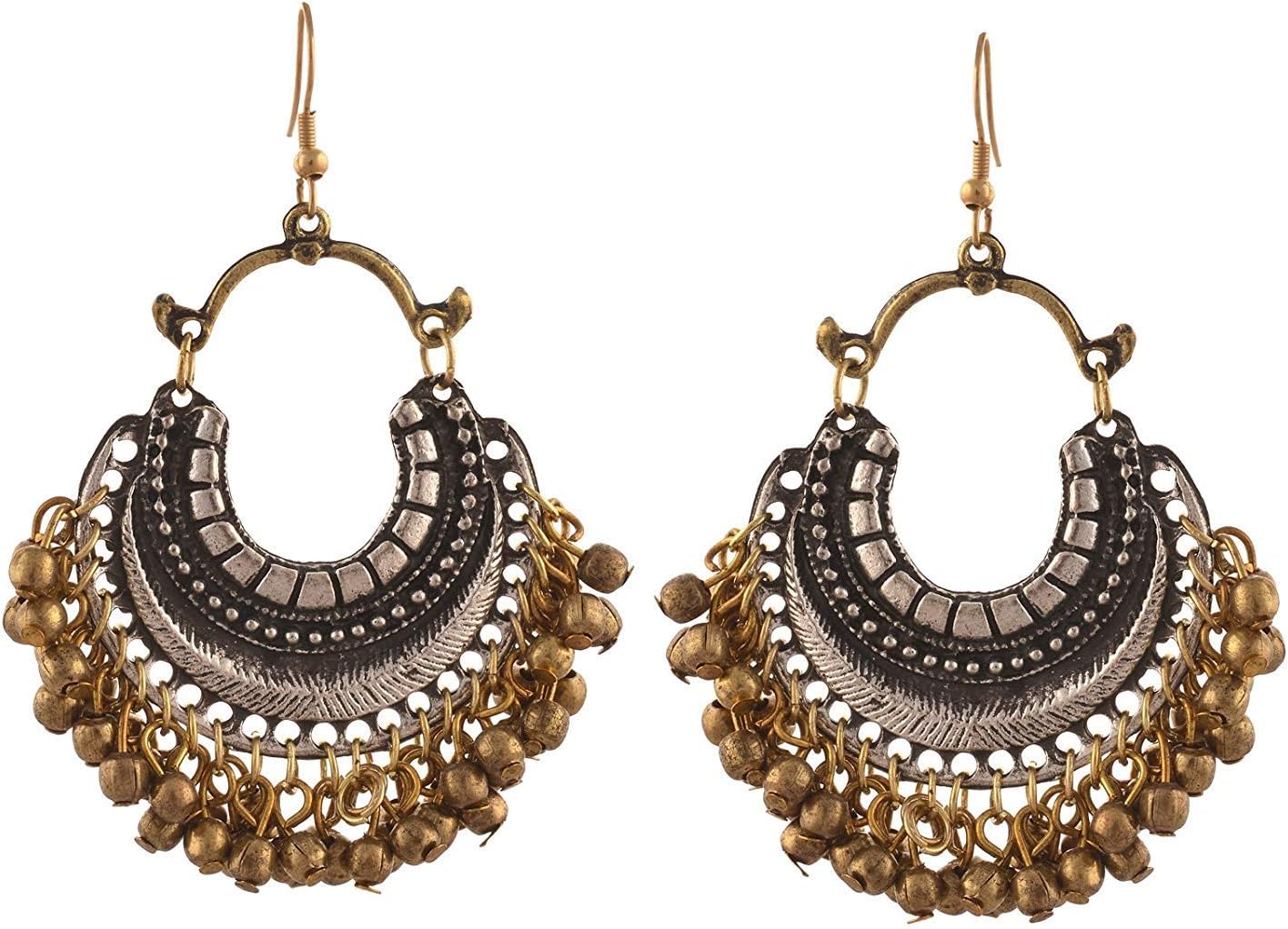 TiarazFashion Stylish Oxidised Afghani Tribal Fancy Earrings for Girls and Women (Gold Silver)